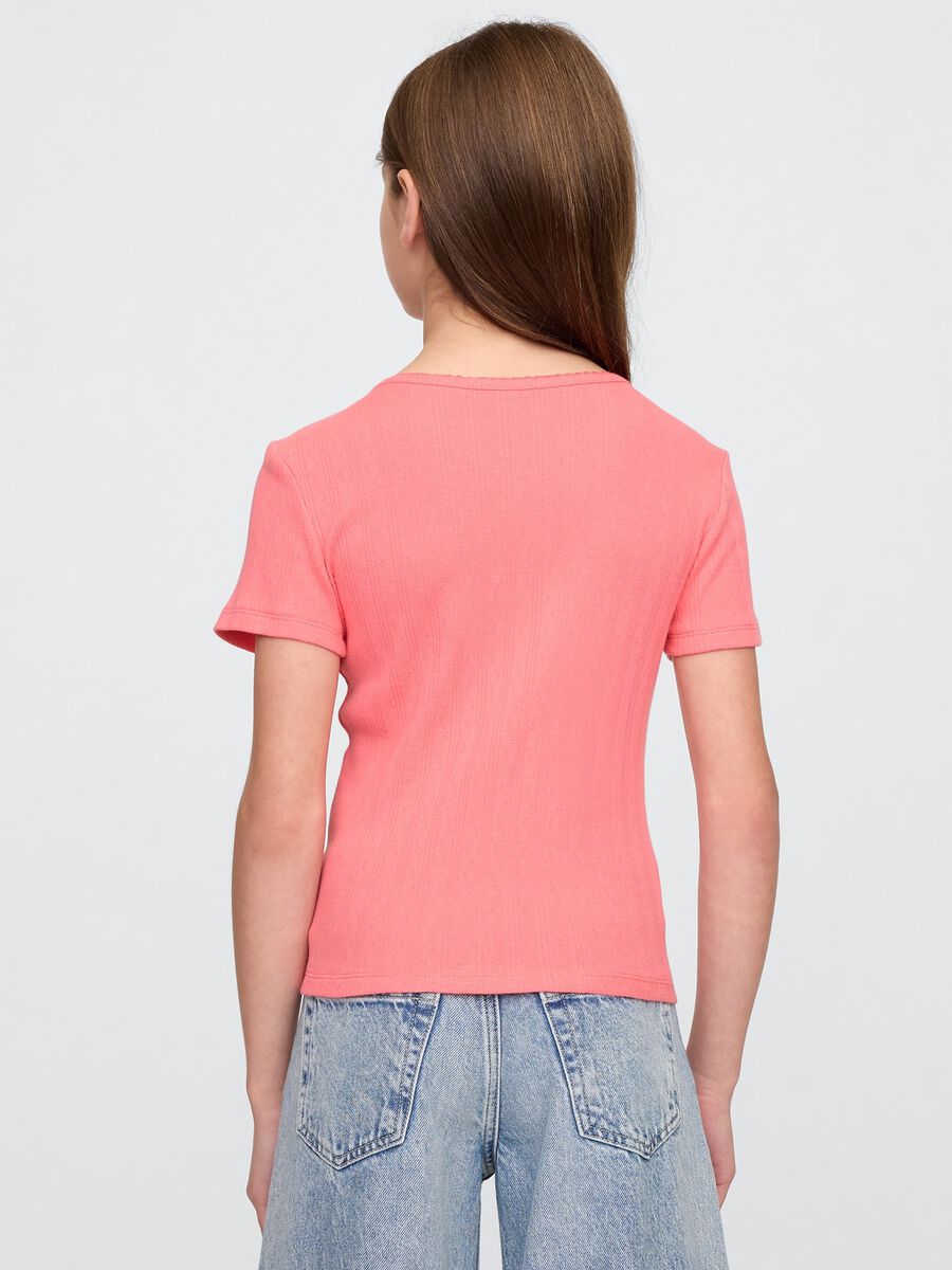 Maglietta rosa a costine Girl_1