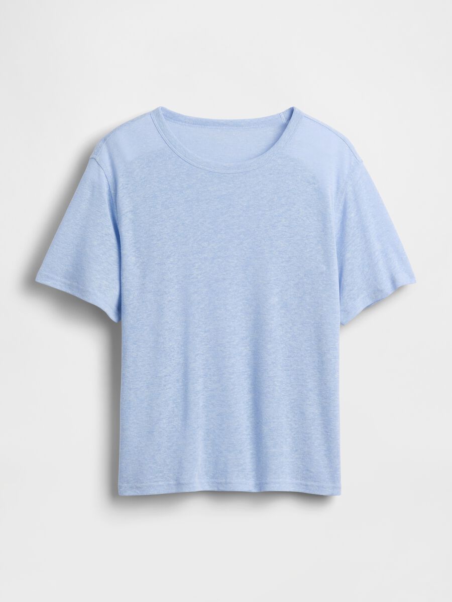 T-shirt a maniche corte in misto lino Donna_3