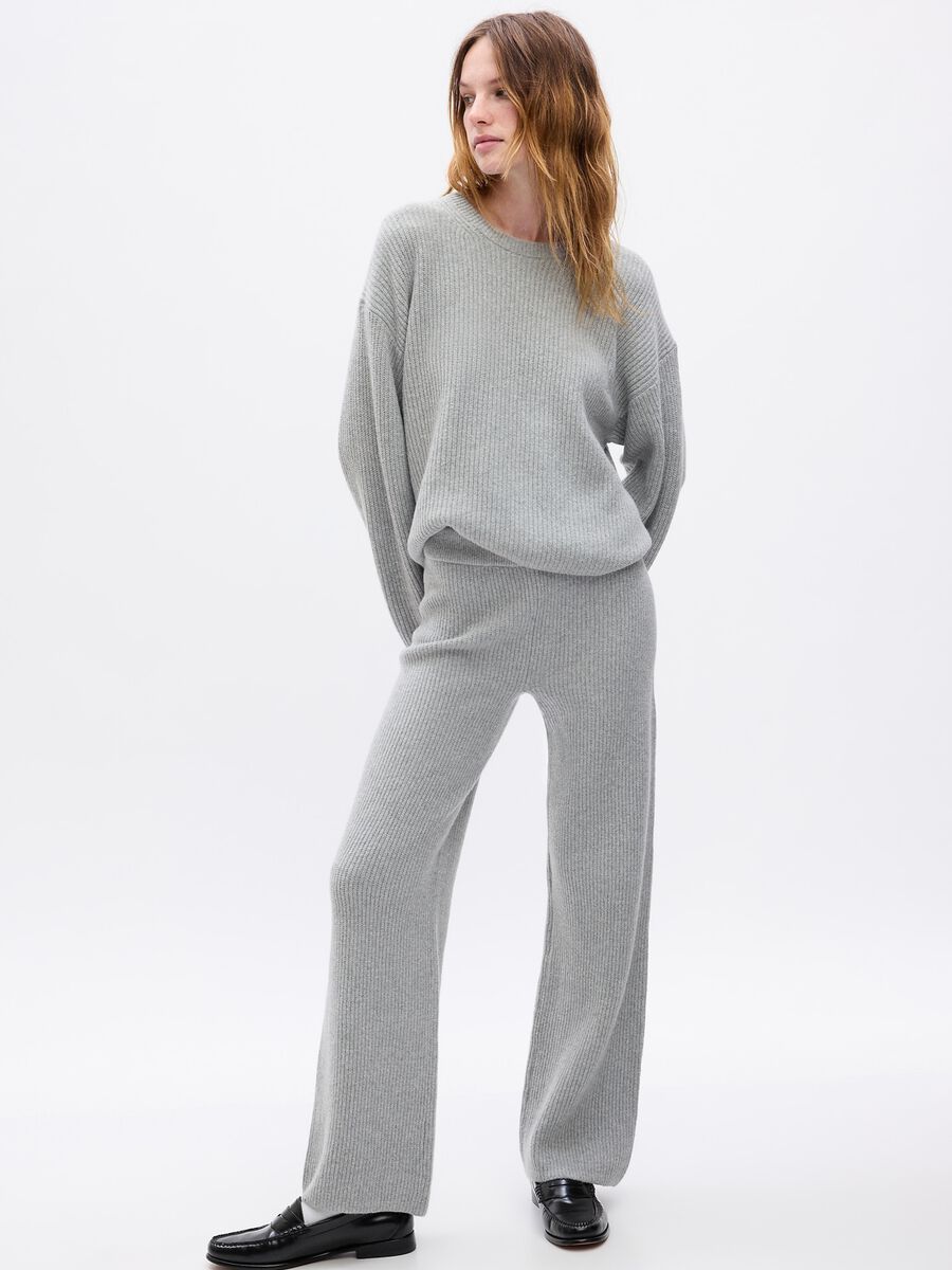 Pantaloni wide leg a coste inglesi Donna_0