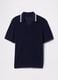 Openwork polo shirt in blue cotton_4