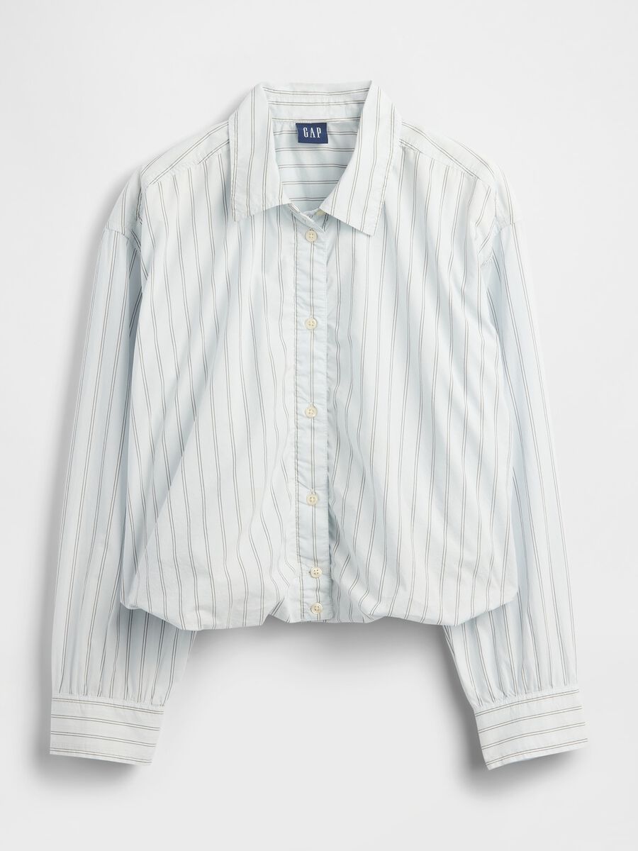 Camicia azzurra in cotone a righe Donna_4