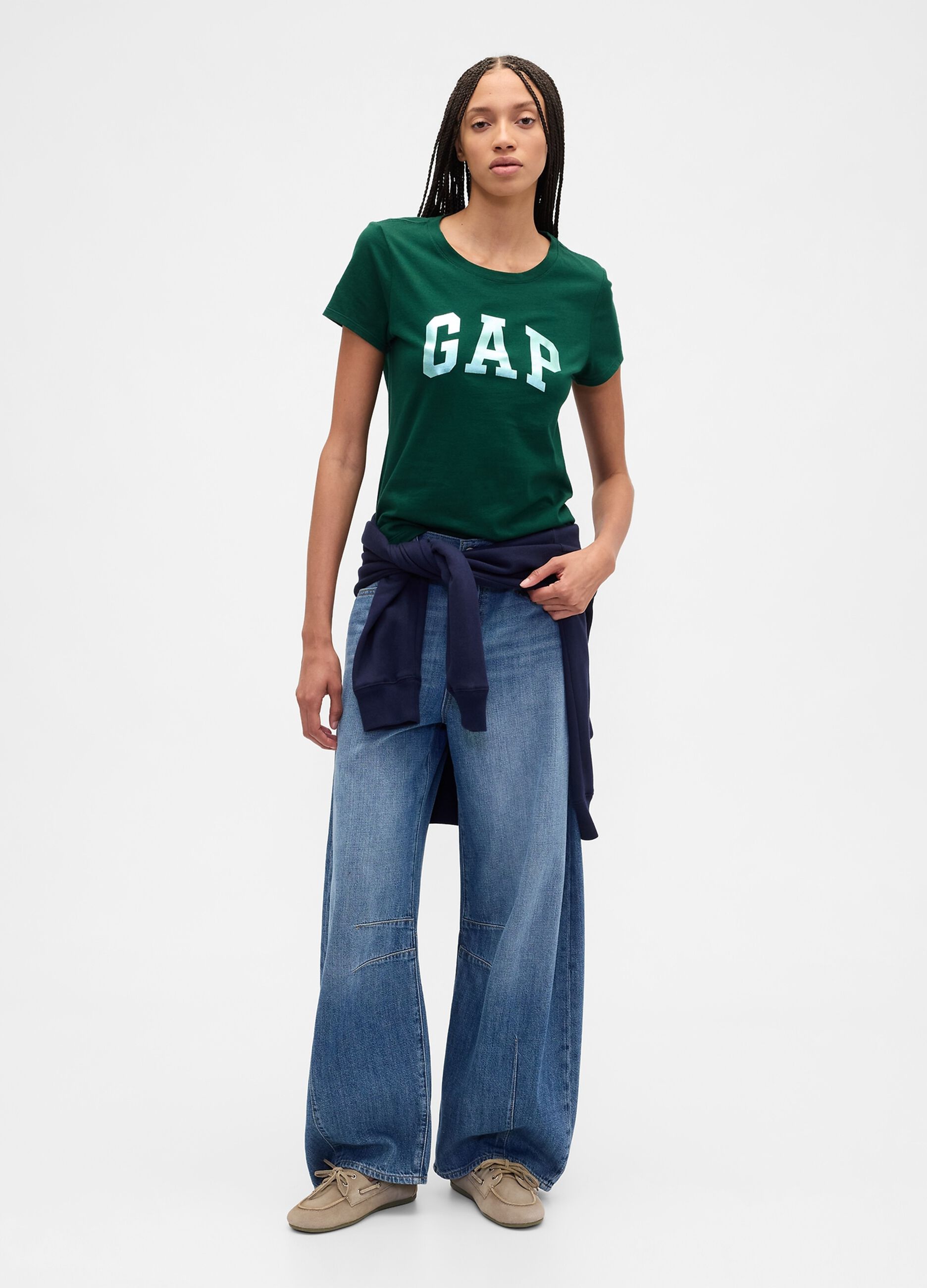 T-shirt verde a maniche corte in cotone