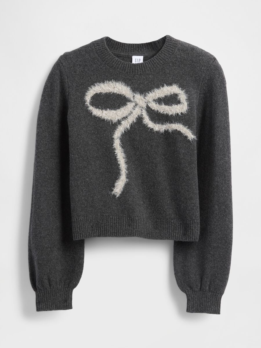 Maglione in misto cotone con fiocco Bambina_3