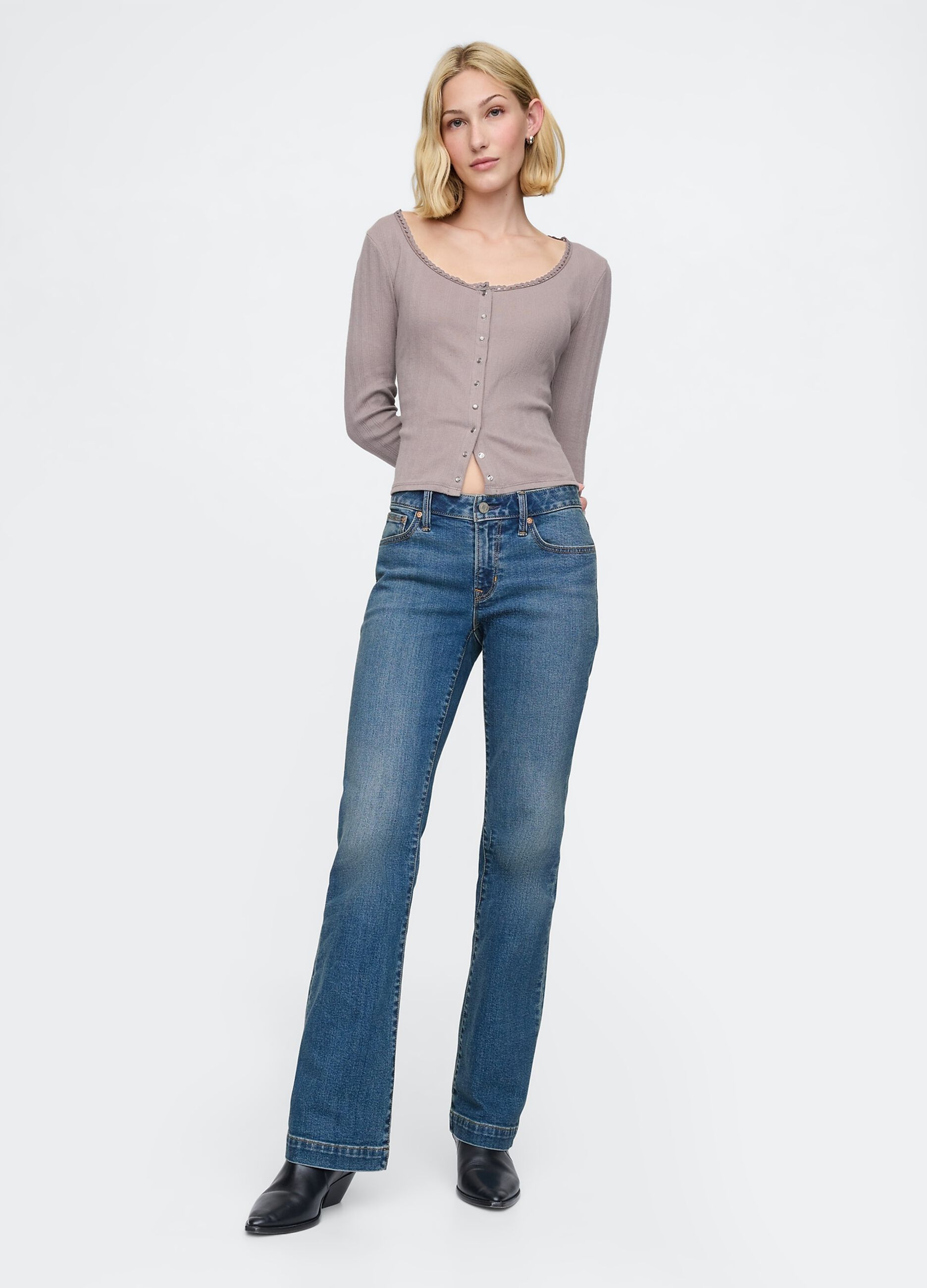 Jeans a gamba larga in misto cotone Gap