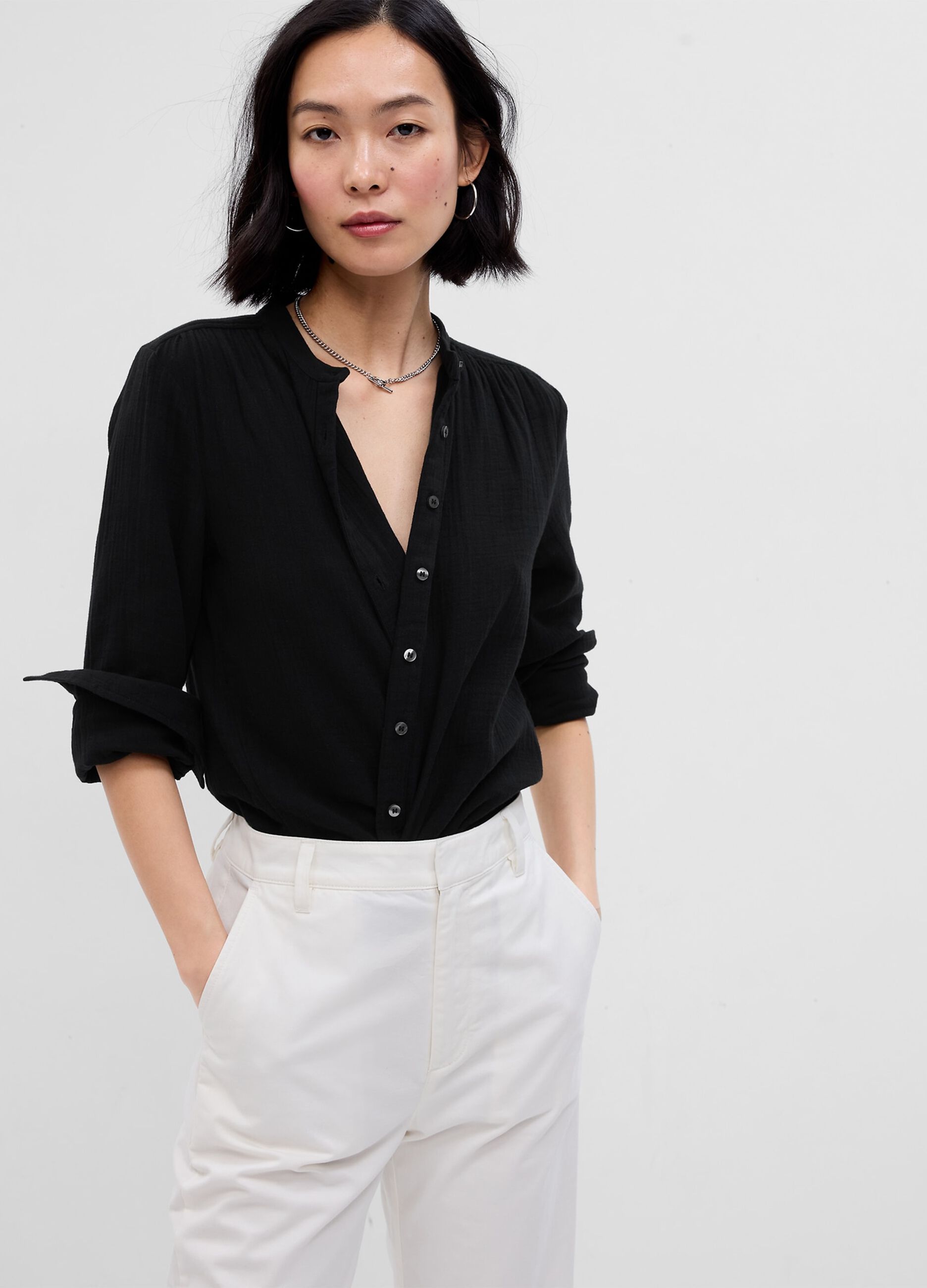 Cotton crinkled-effect shirt