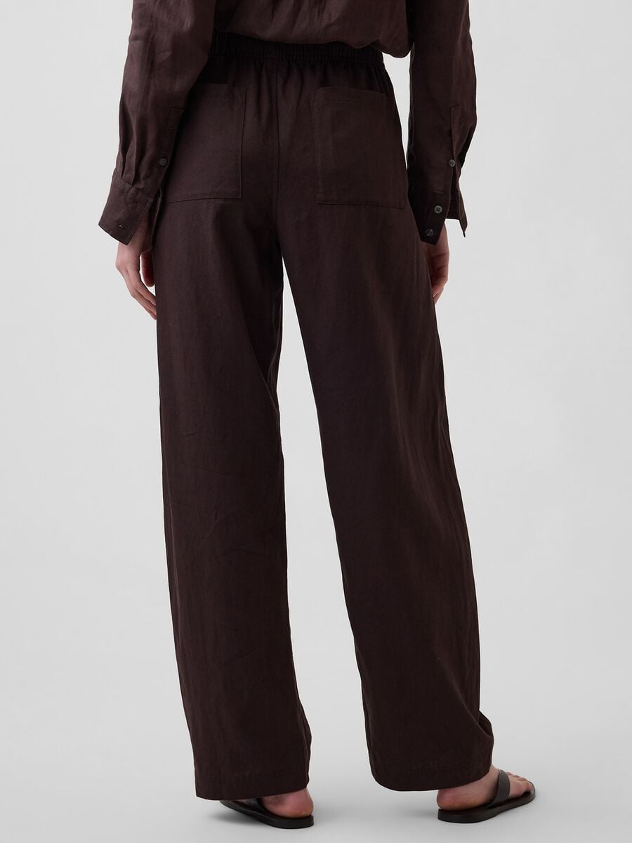 Pantaloni palazzo in misto lino Donna_2