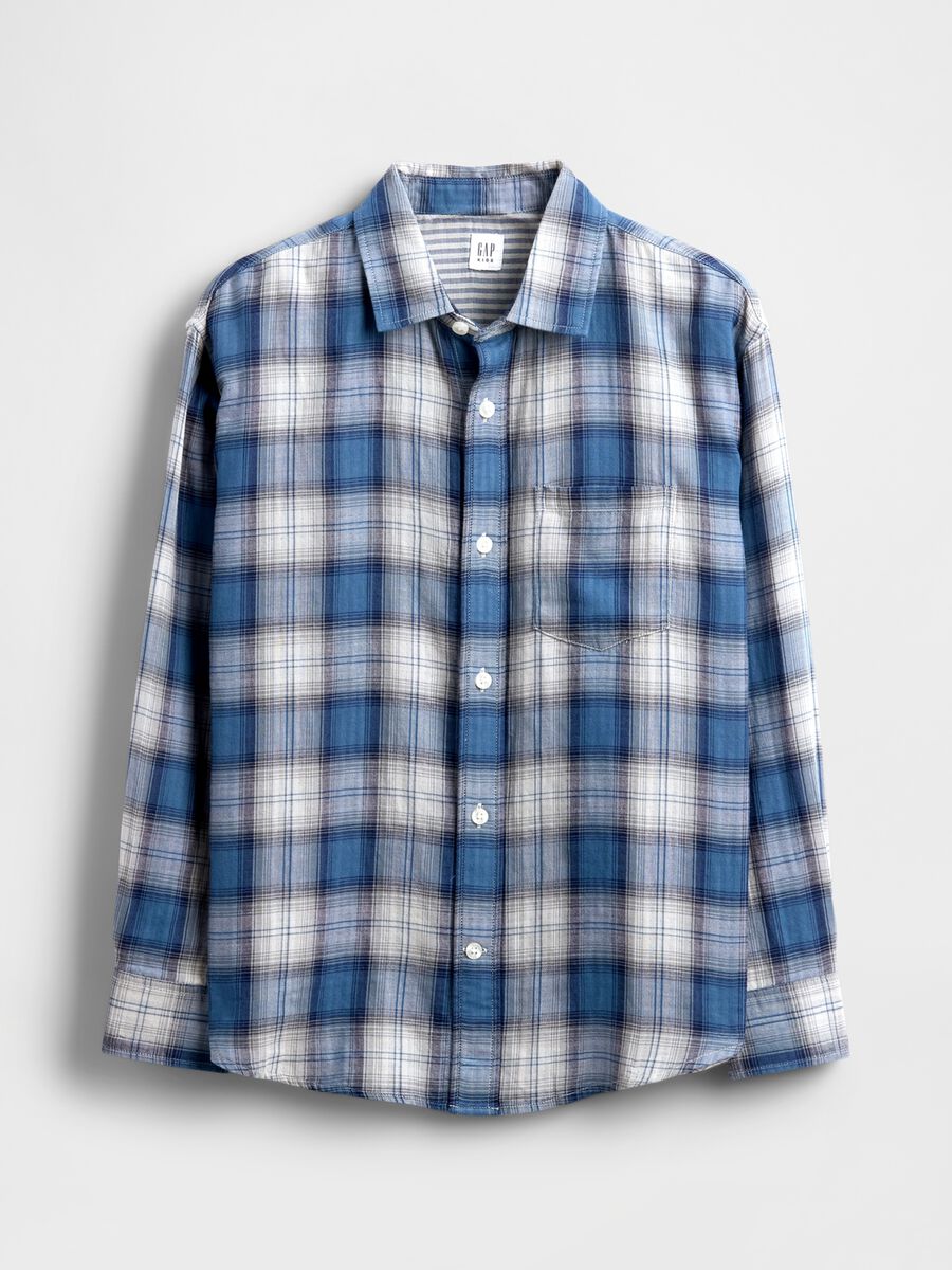 Camicia blu a maniche lunghe in cotone Bambino_3