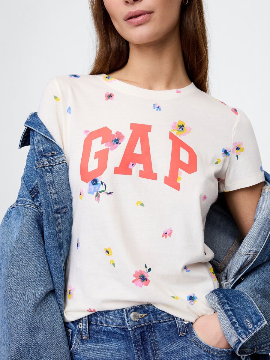 Gap White Floral Cotton T-Shirt Woman_3