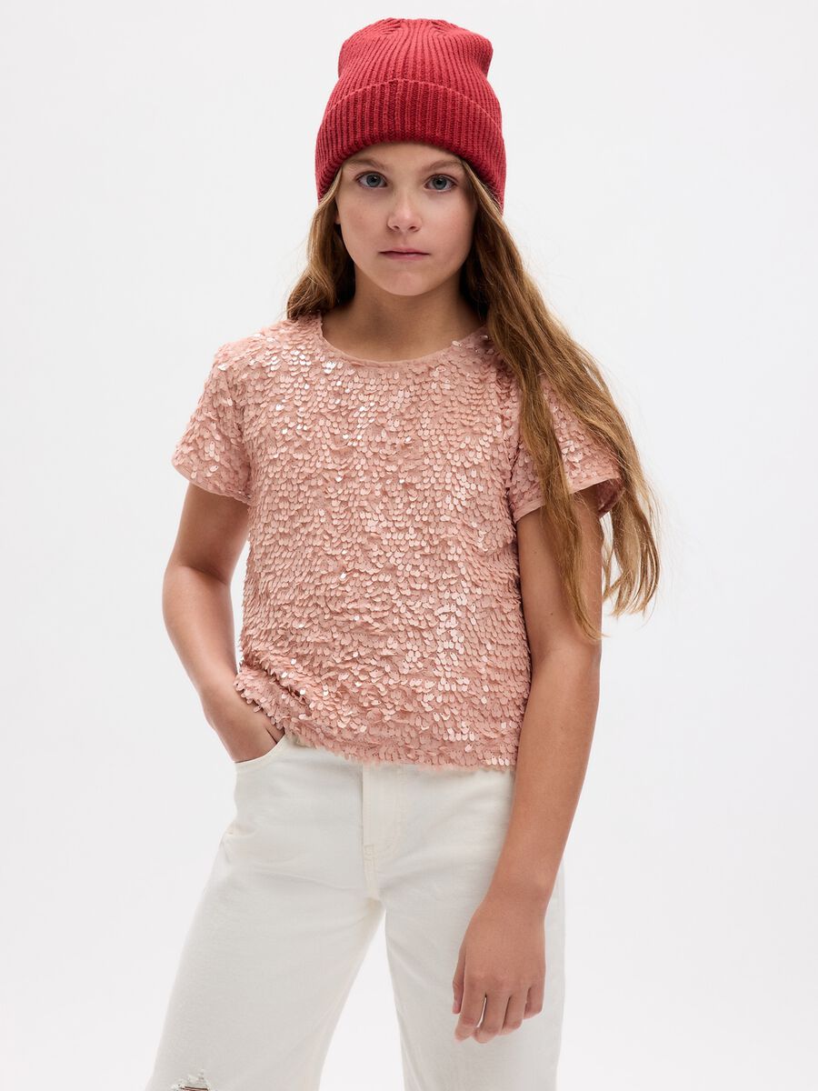 Short-sleeved blouse with sequins Girl_0