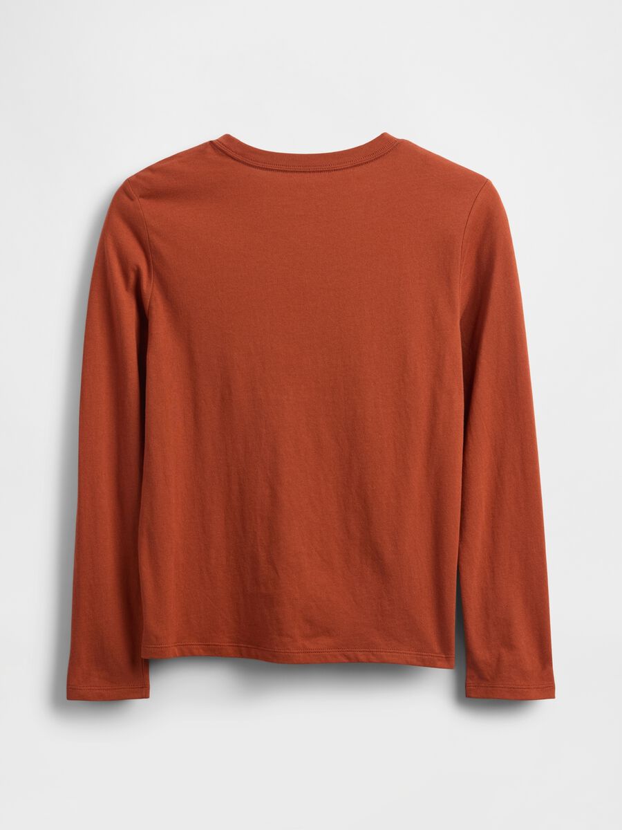 T-shirt a maniche lunghe arancione in cotone Bambino_1