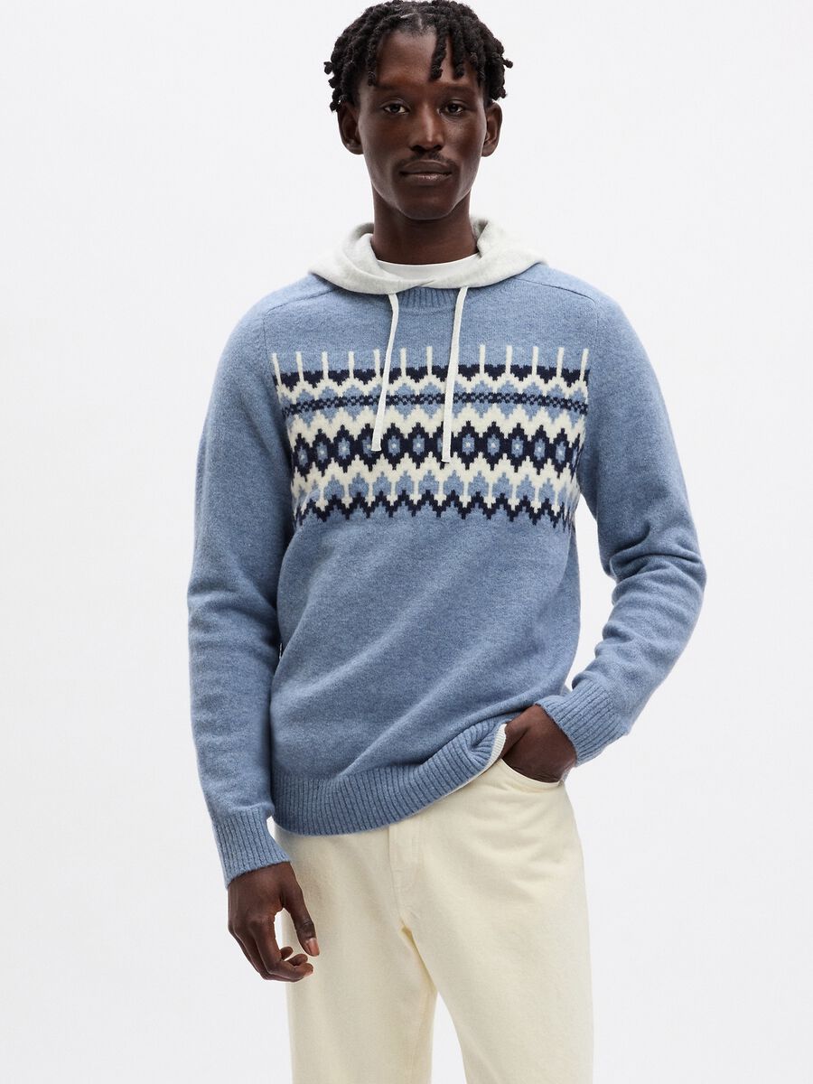 Round neck pullover with jacquard design Man_0