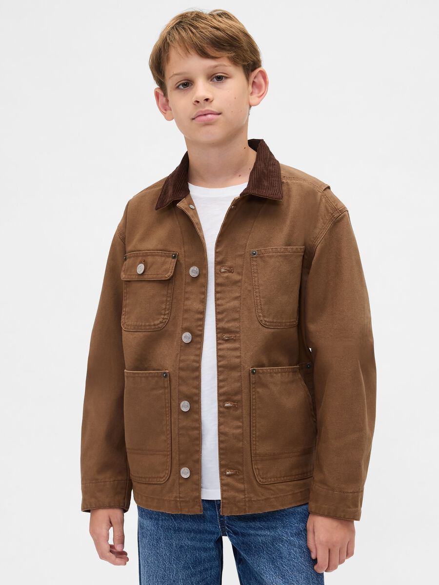Brown Cotton Jacket for Boys Boy_0