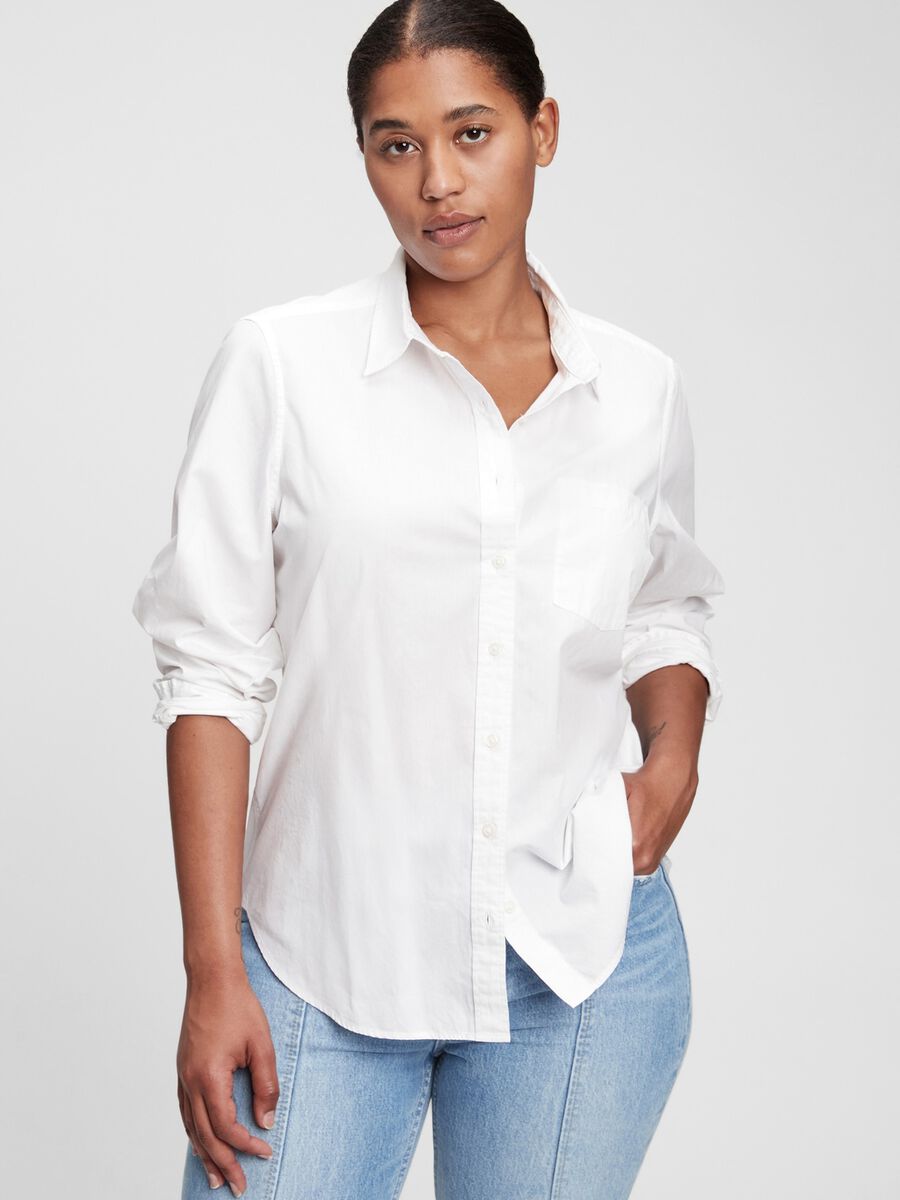 Camicia in cotone con tasca Donna_1