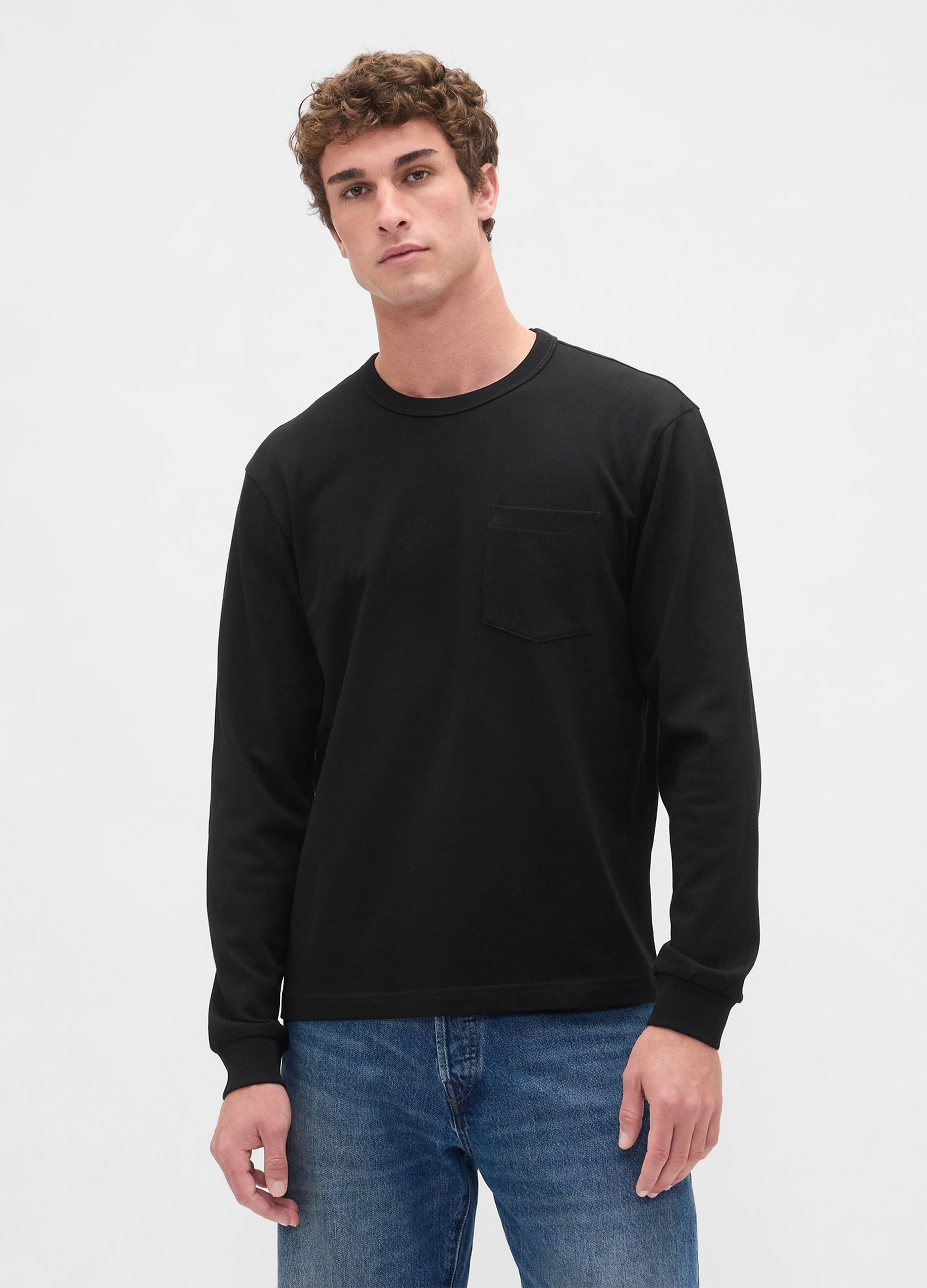 Black Long Sleeve Cotton Top