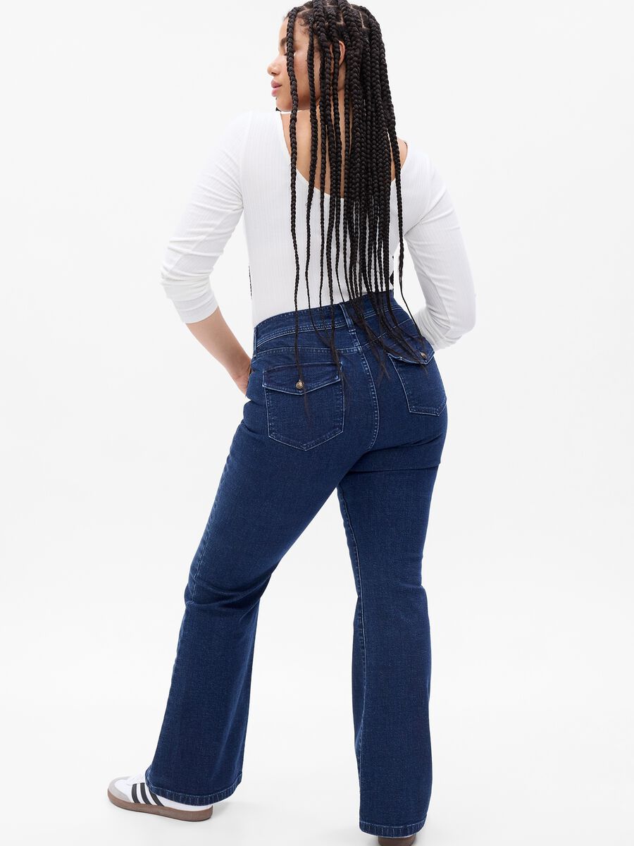High-rise flare-fit jeans with buttons Woman_4