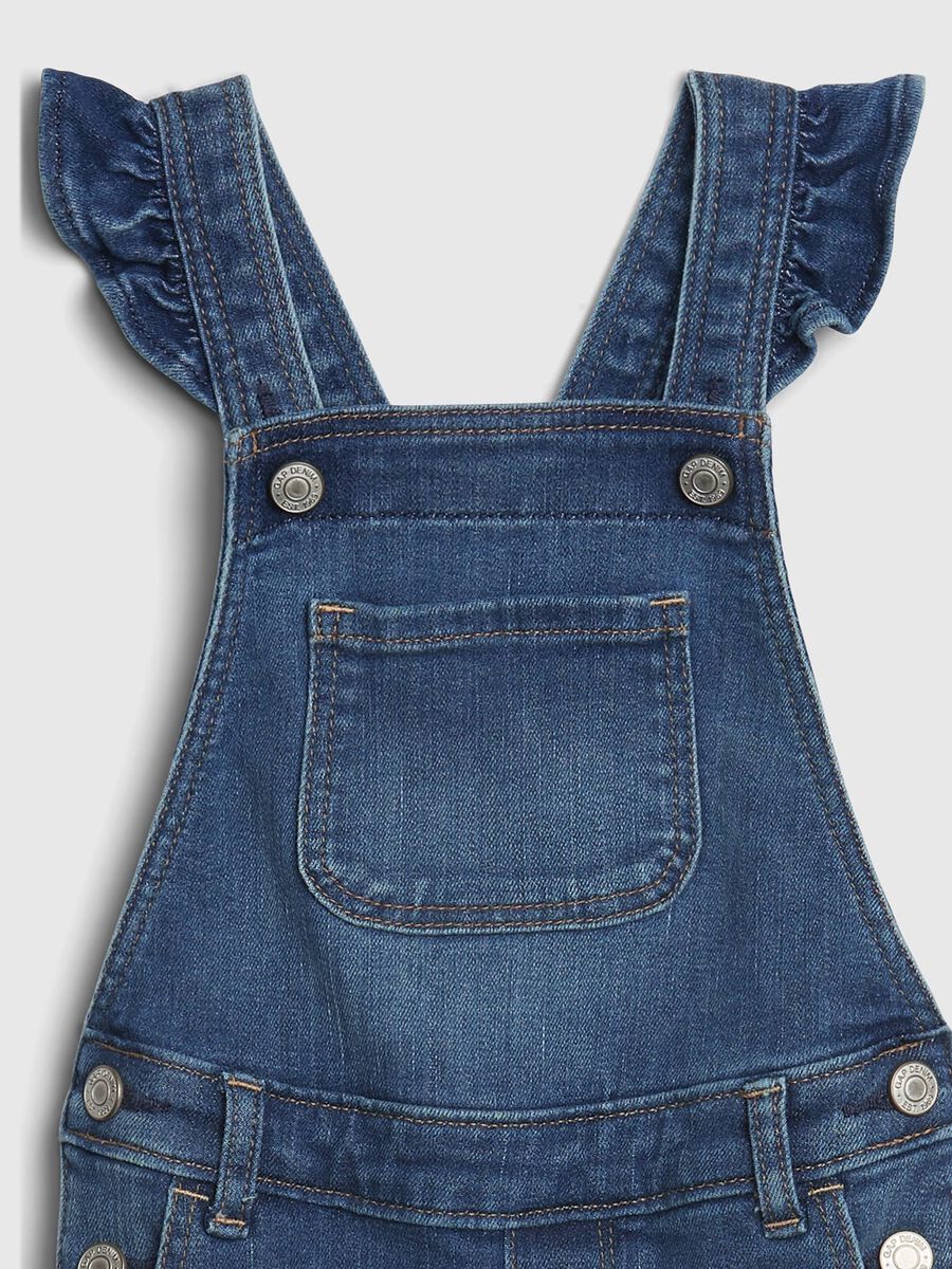 Skinny-fit dungarees in denim with ruffles Baby Girl_2