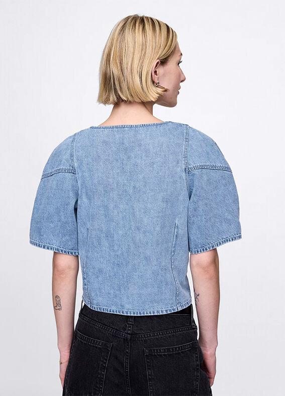 Blusa denim in puro cotone _1