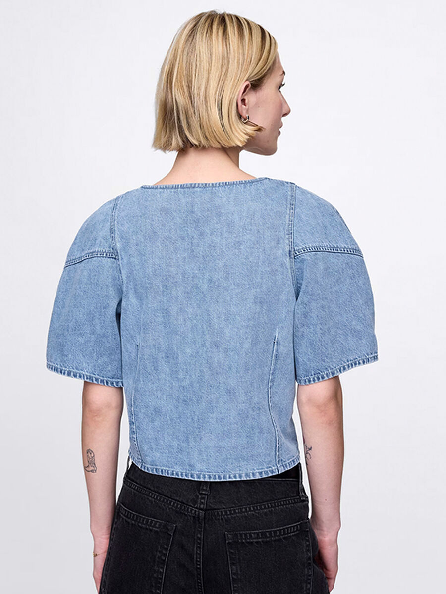 Blusa denim in puro cotone  Donna_1