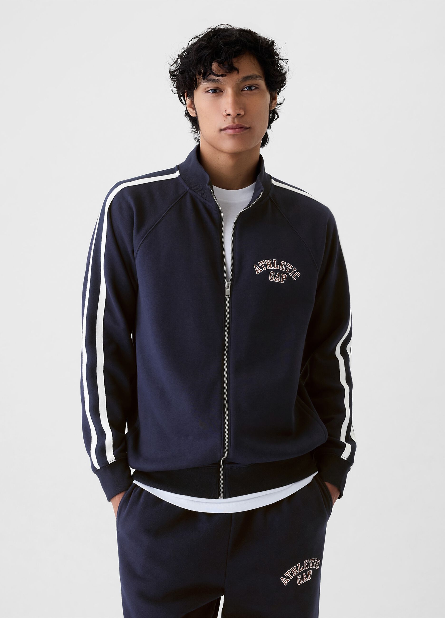 Full-zip con bande rigate ricamo logo Athletic