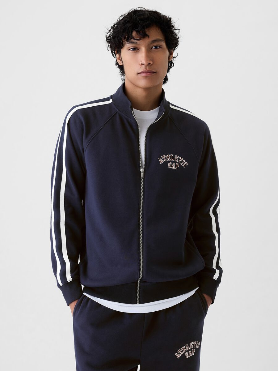 Full-zip con bande rigate ricamo logo Athletic Uomo_0