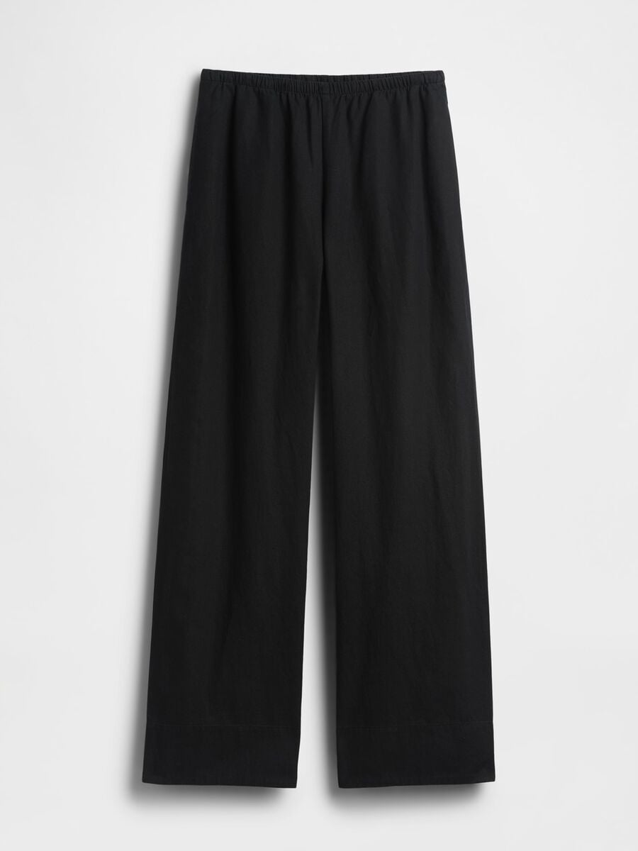 Pantaloni in misto lino a gamba ampia Donna_4