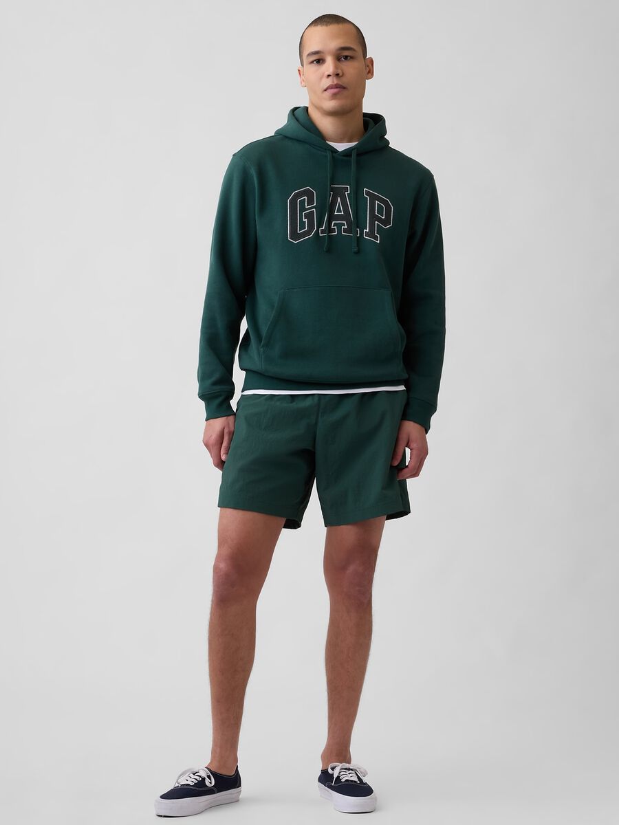 Felpa con cappuccio e logo in misto cotone Uomo_2