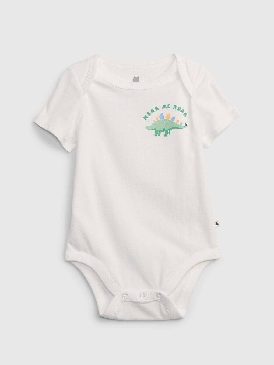 Cotton bodysuit with dinosaur print Newborn Boy_0
