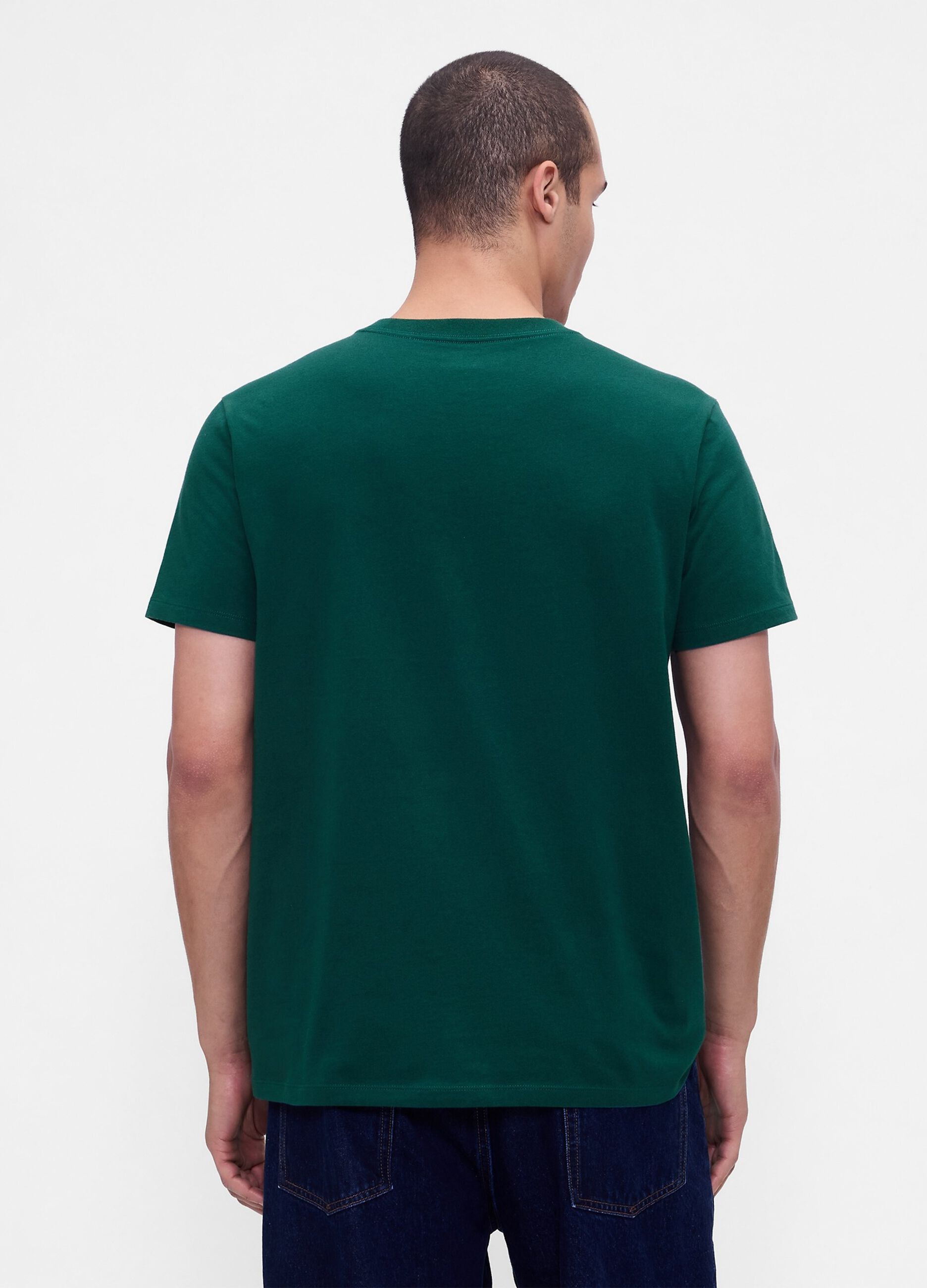 Short-sleeved green cotton T-shirt