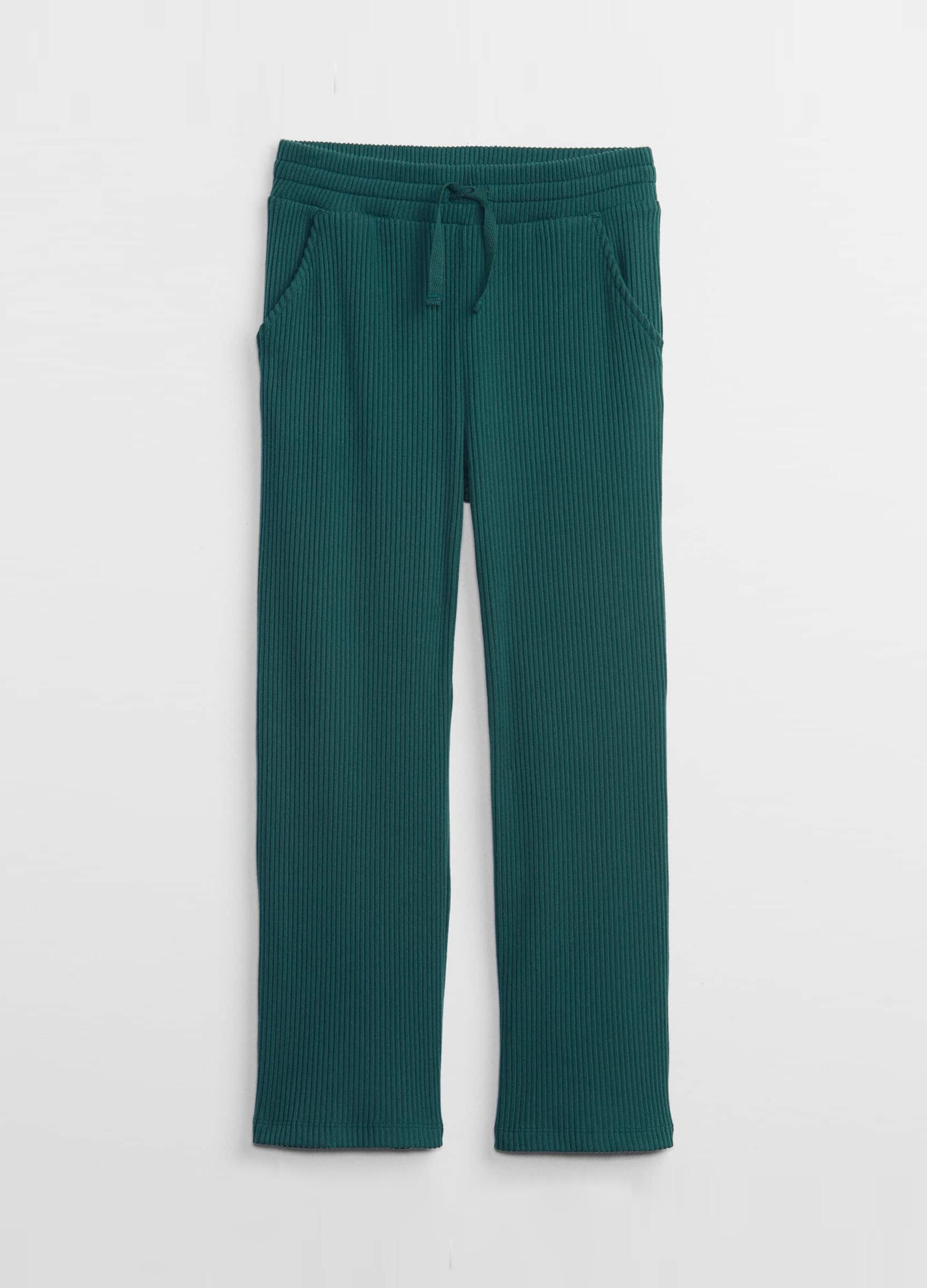 Ribbed joggers with drawstring.