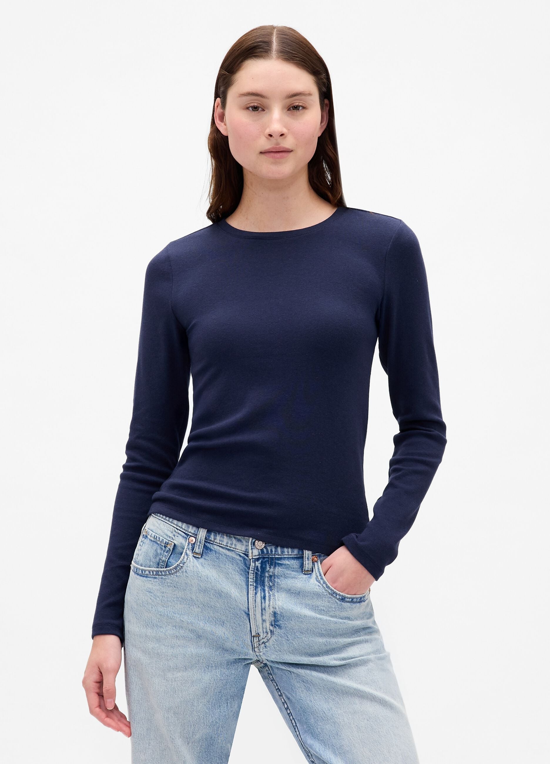 Maglia a maniche lunghe in cotone e modal elasticizzato