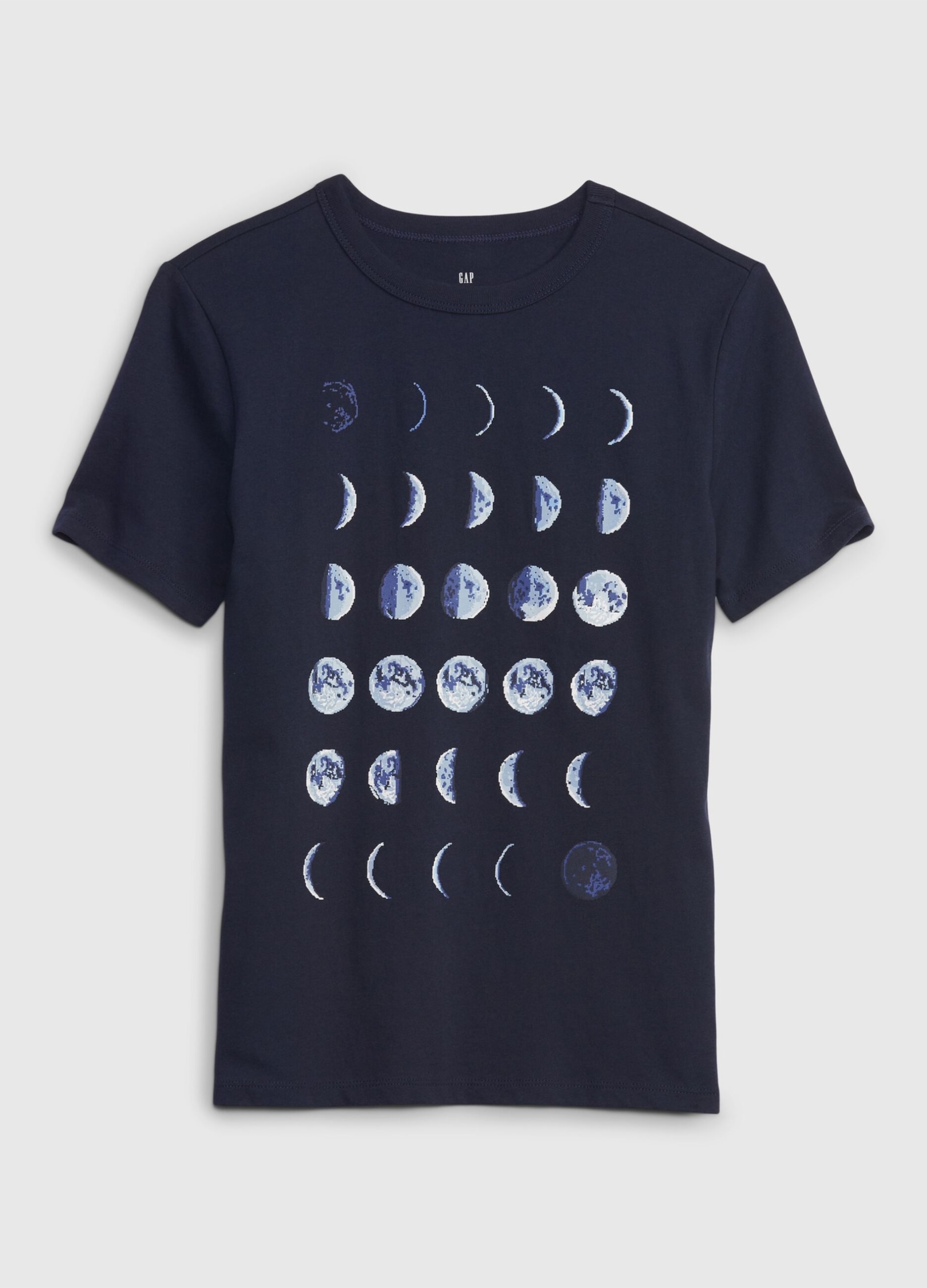 T-shirt in cotone con stampa fasi lunari