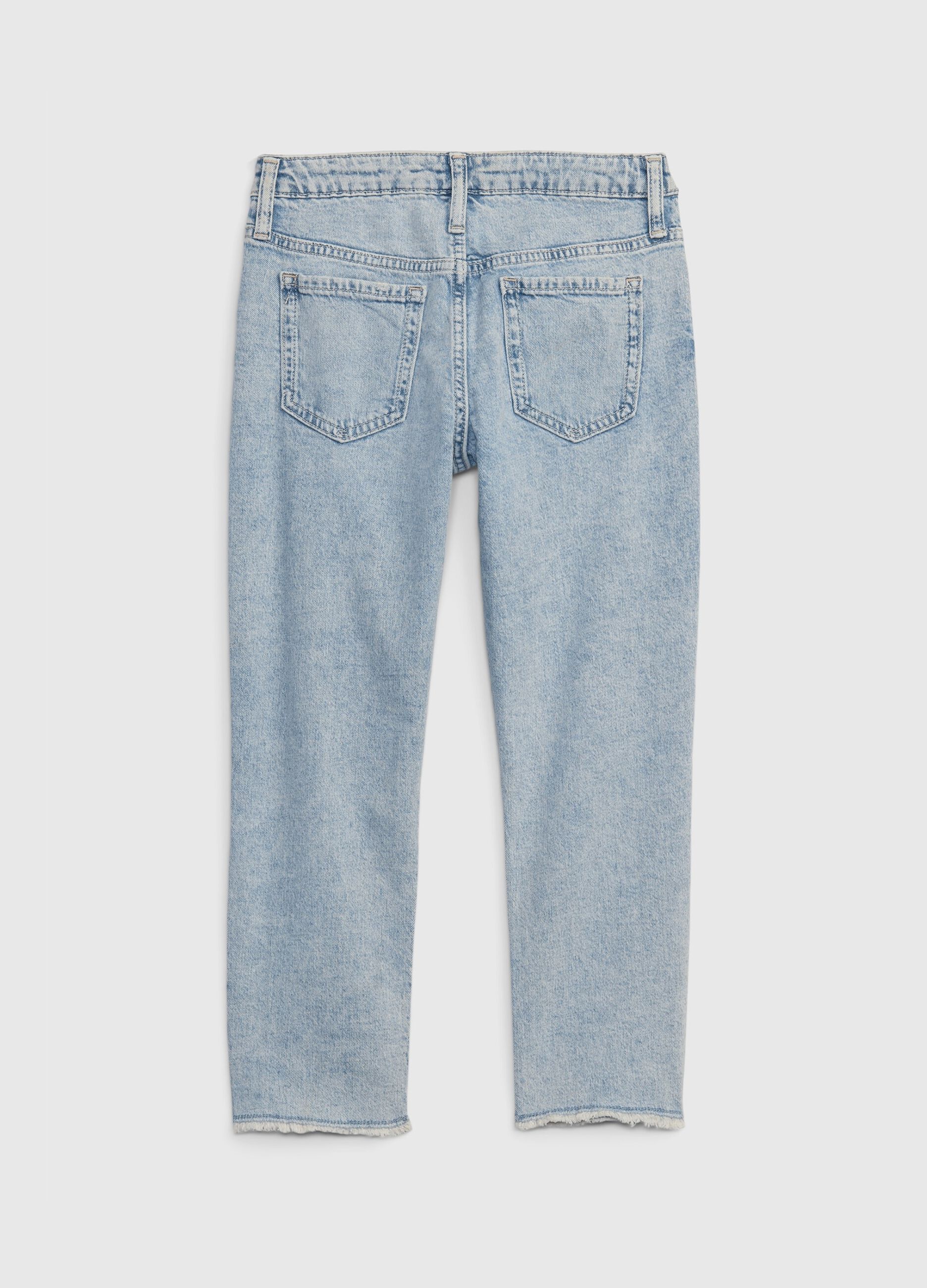 Mid-rise girlfriend jeans with worn look_1