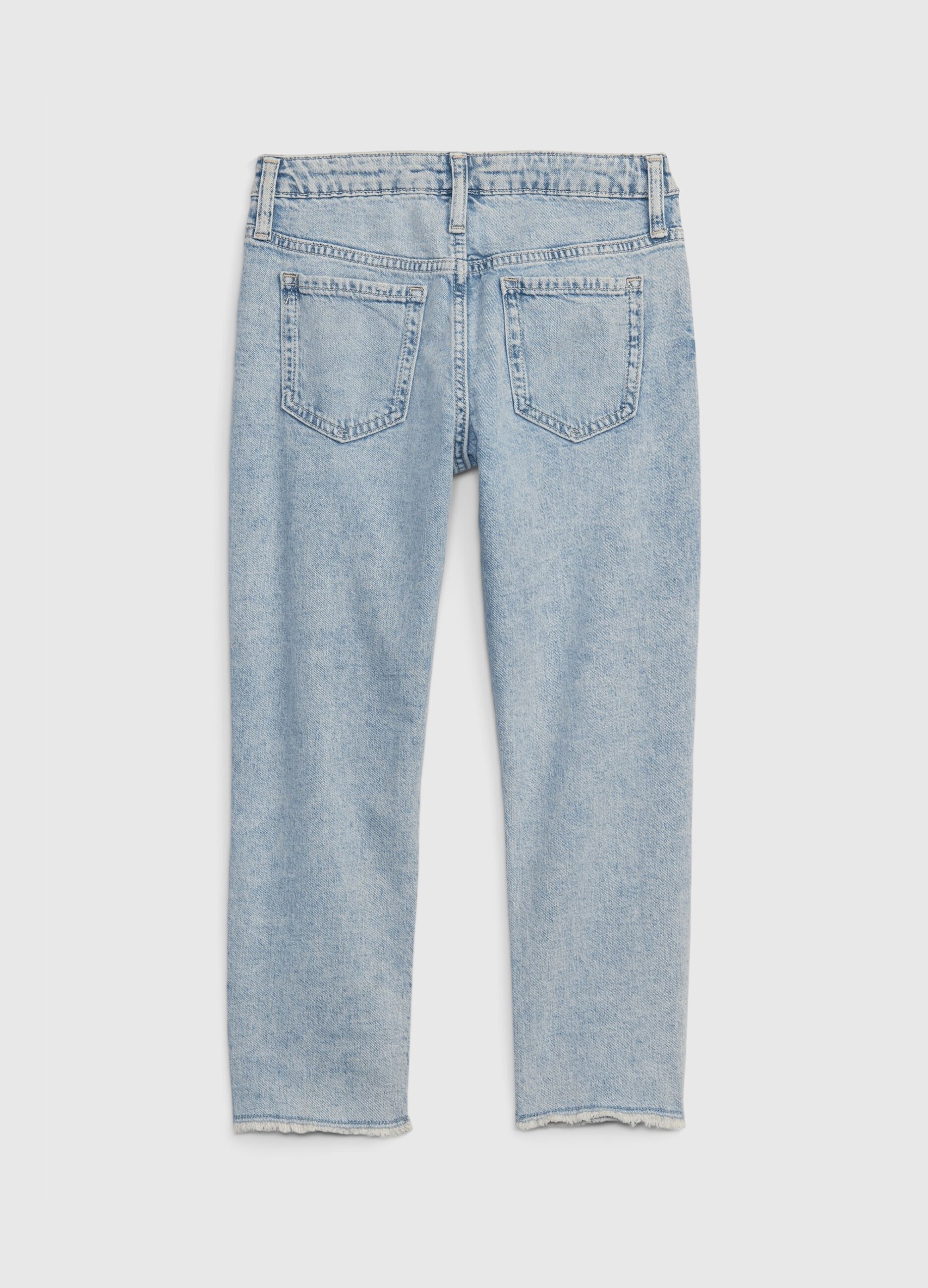 Mid-rise girlfriend jeans with worn look