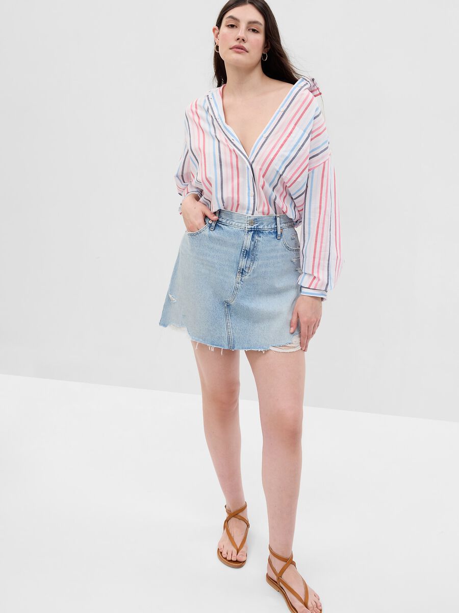 Oversized shirt with multicoloured stripes Woman_3
