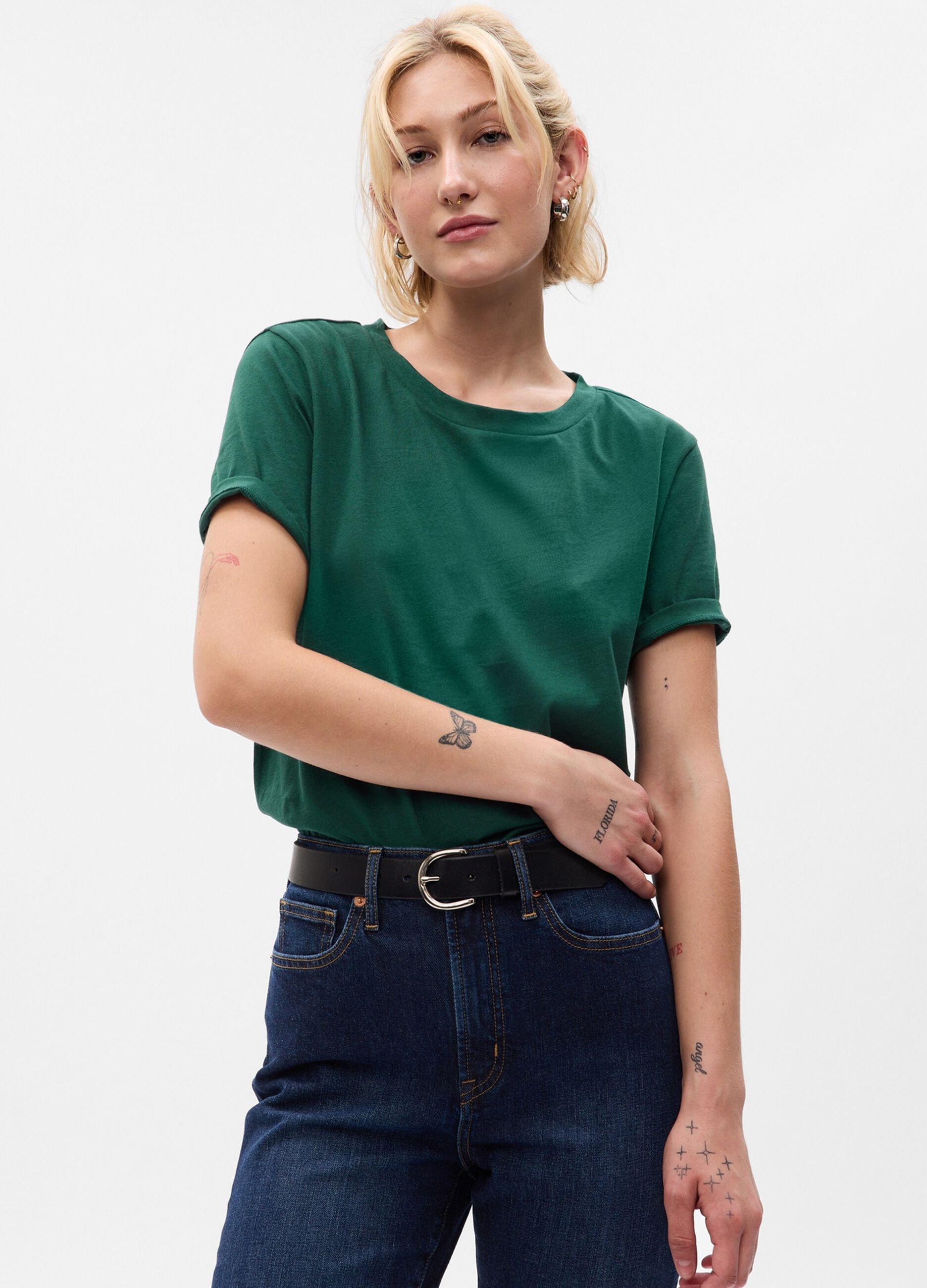 T-shirt in cotone bio con scollo rotondo