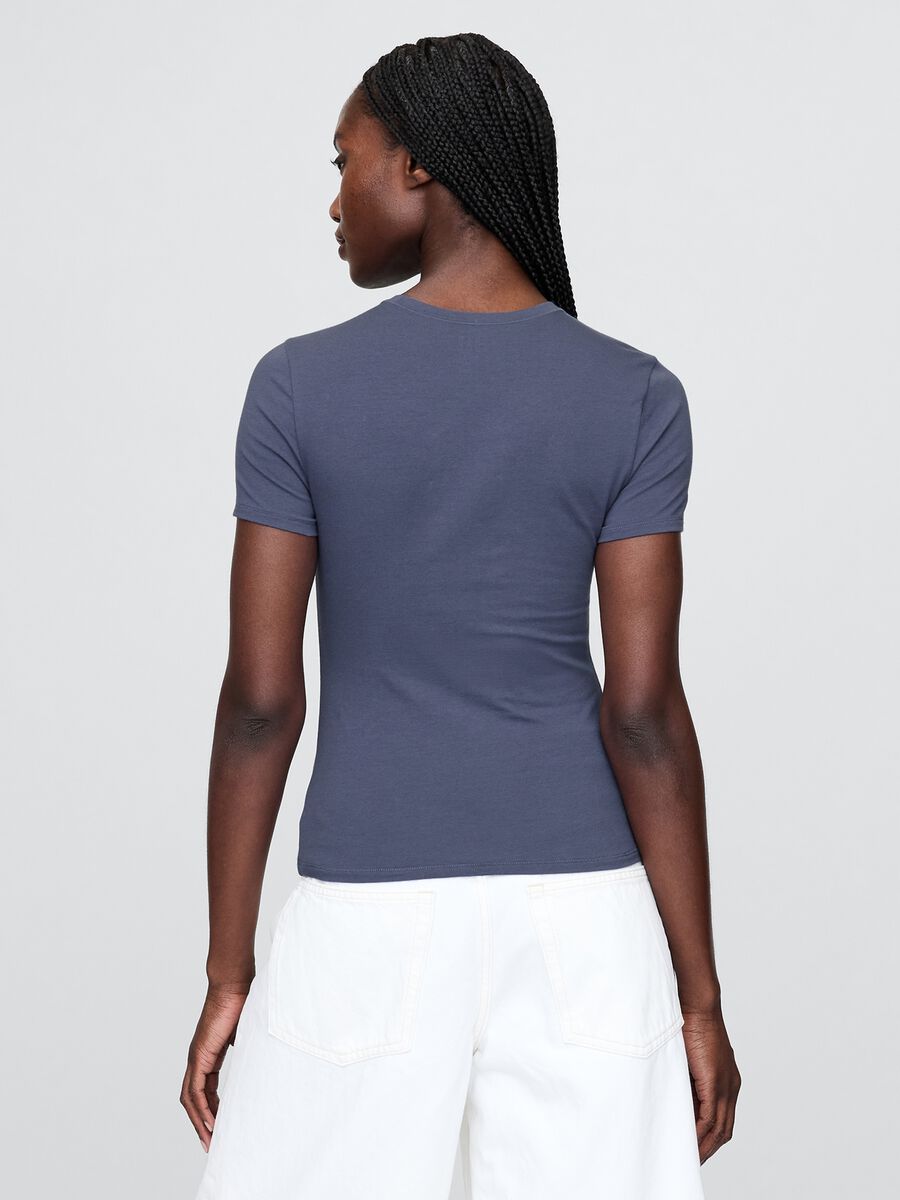 Short-sleeved Blue Stretch T-shirt Woman_2