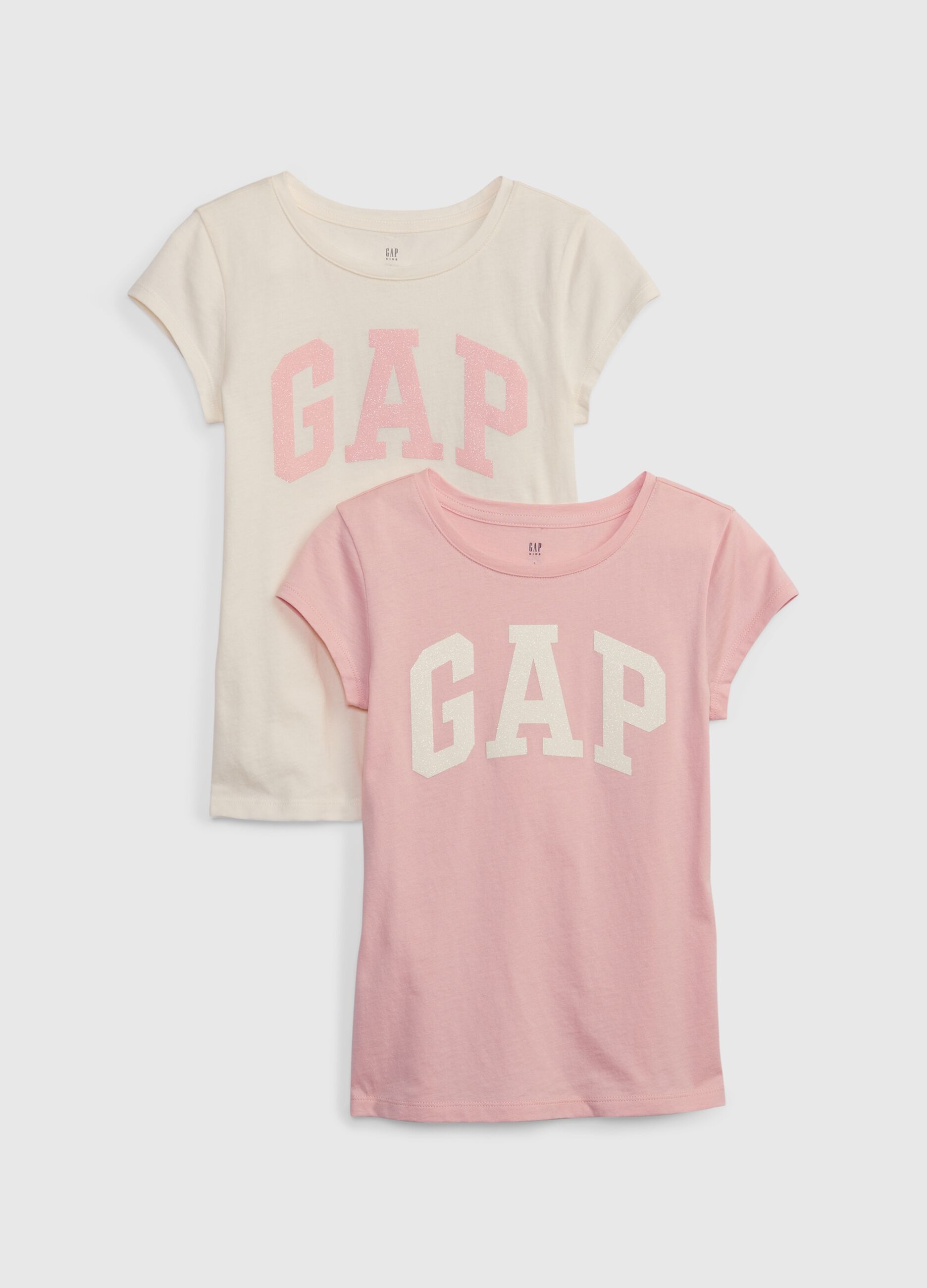 Bipack t-shirt in cotone con logo glitter