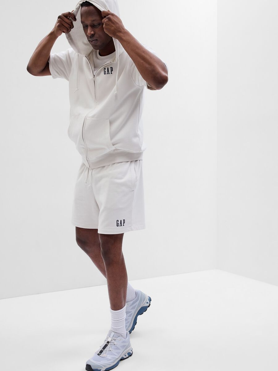 Shorts in French terry with logo embroidery Man_0