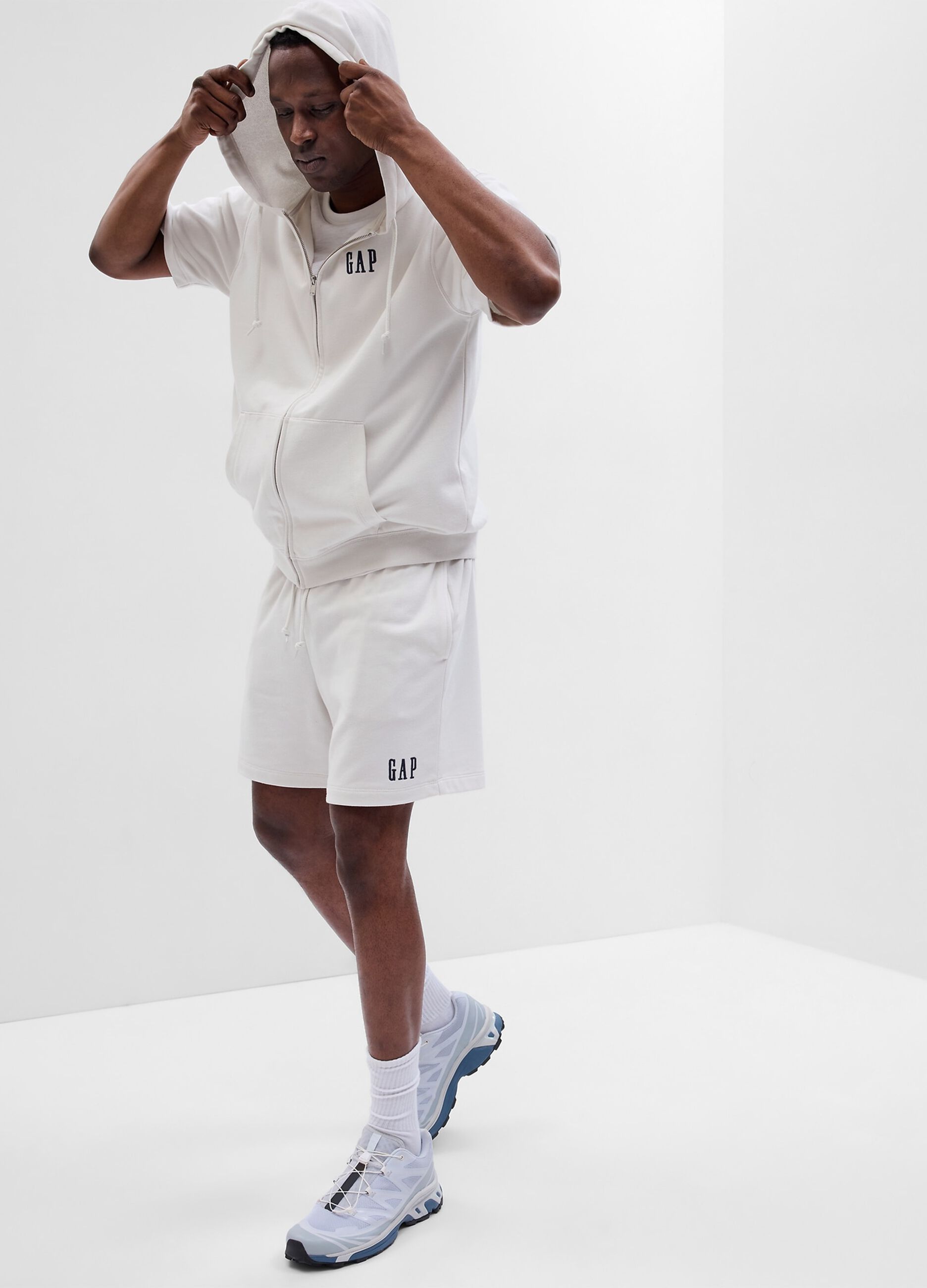 Shorts in French terry with logo embroidery