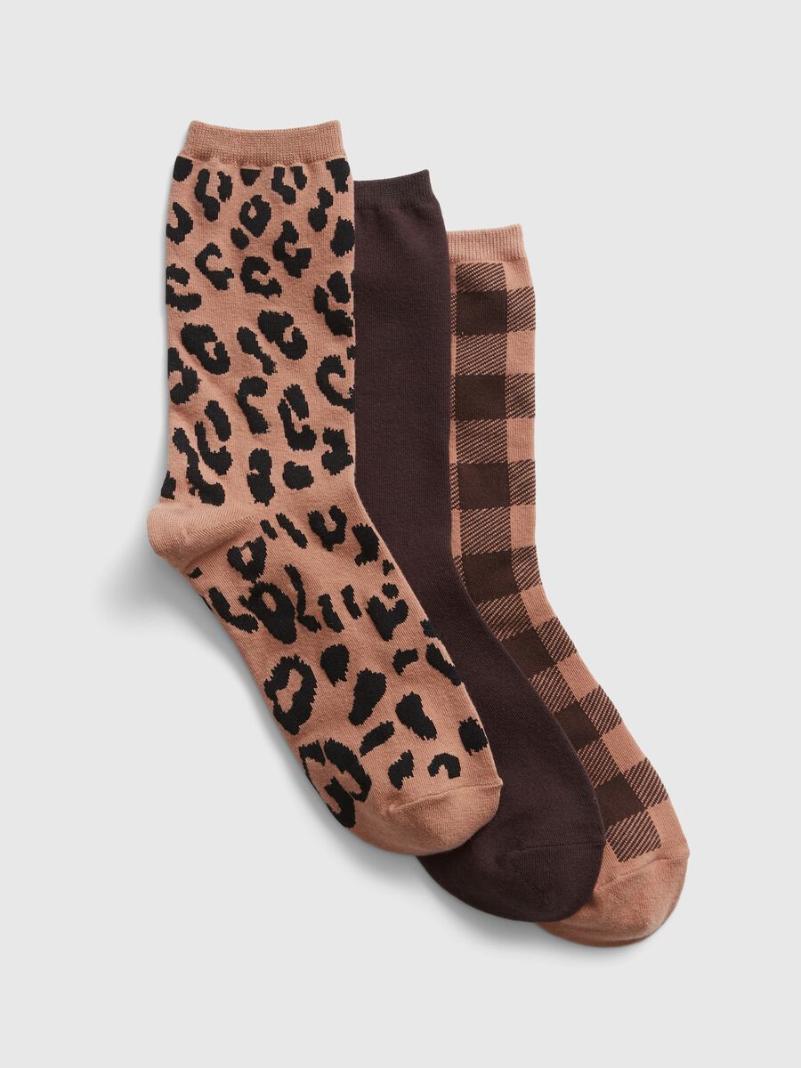 Three-pair pack socks with animal print pattern Woman_0