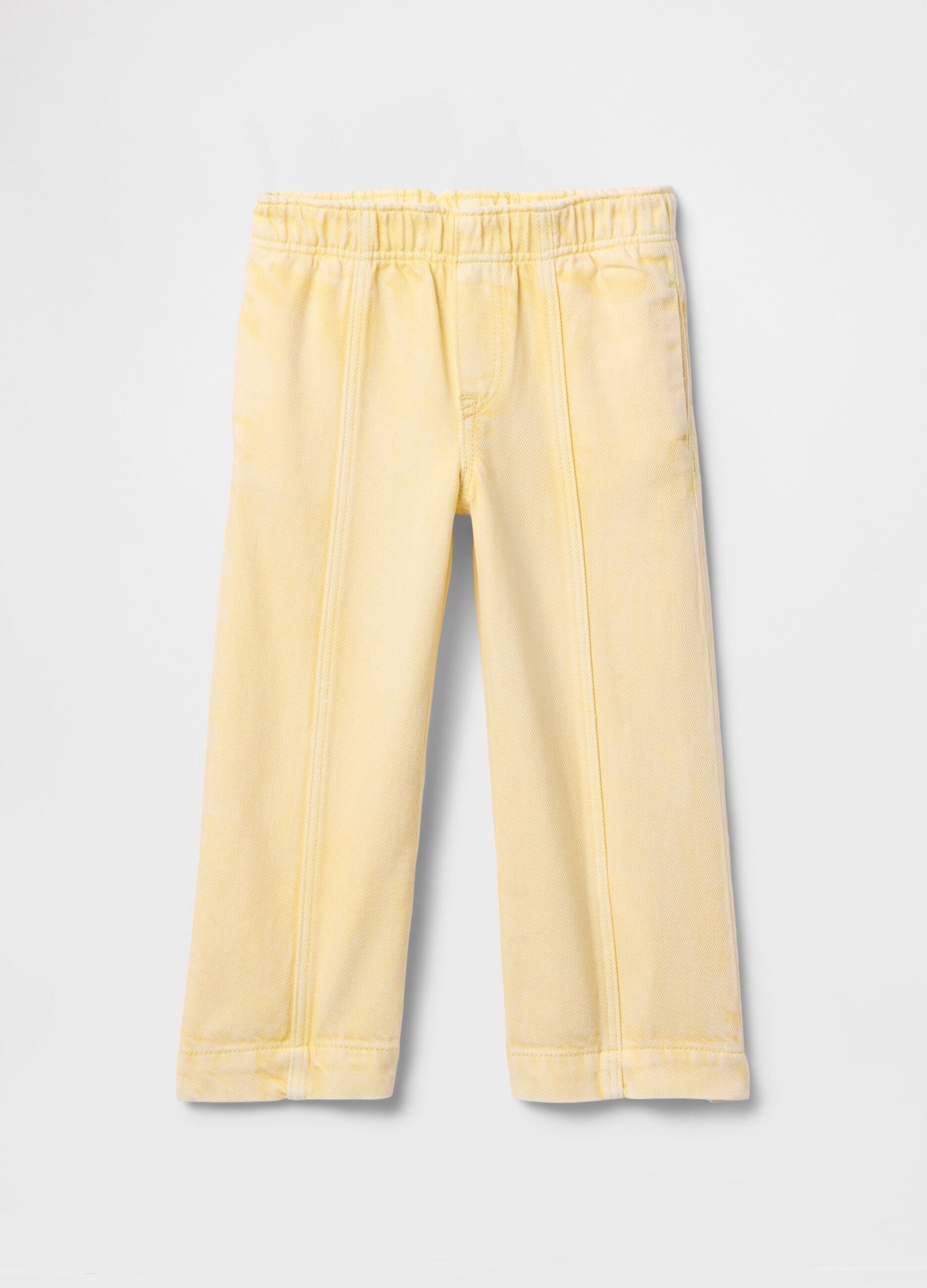 Pantaloni larghi gialli in cotone e Lyocell_2