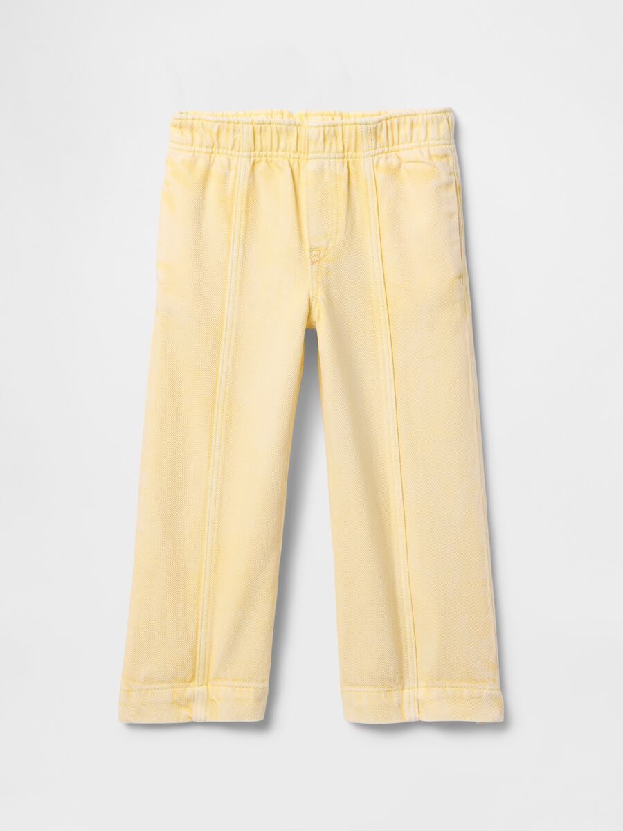 Pantaloni larghi gialli in cotone e Lyocell Bimba_2