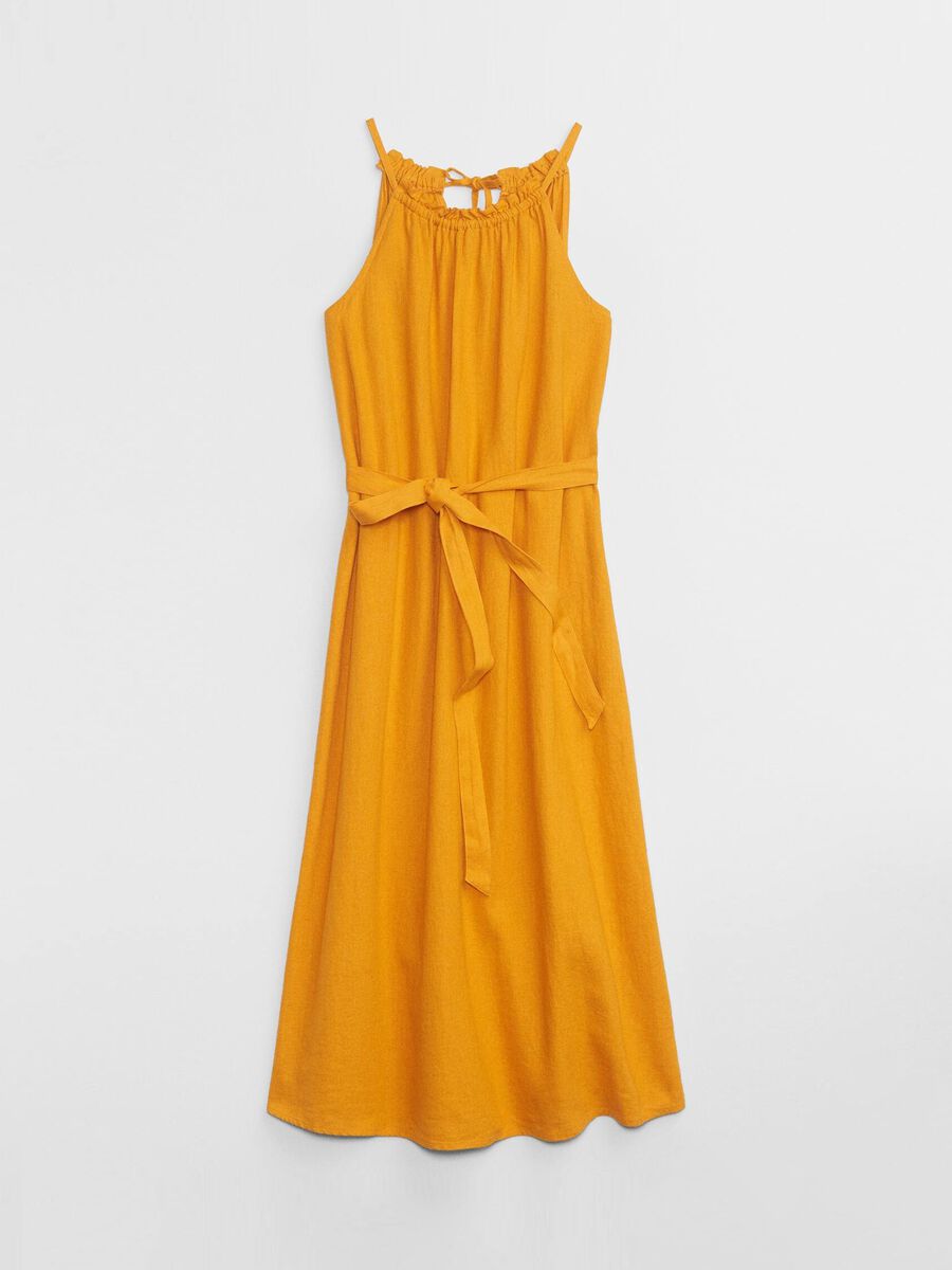 Abito midi in lino e viscosa scollo halter Donna_2