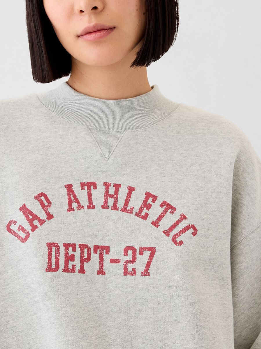 Felpa oversize mock neck con logo Athletic Donna_3