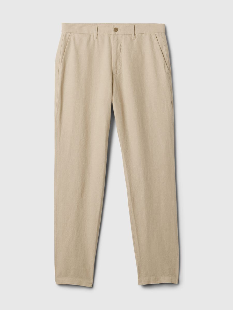 Slim-fit trousers in linen and cotton Man_4