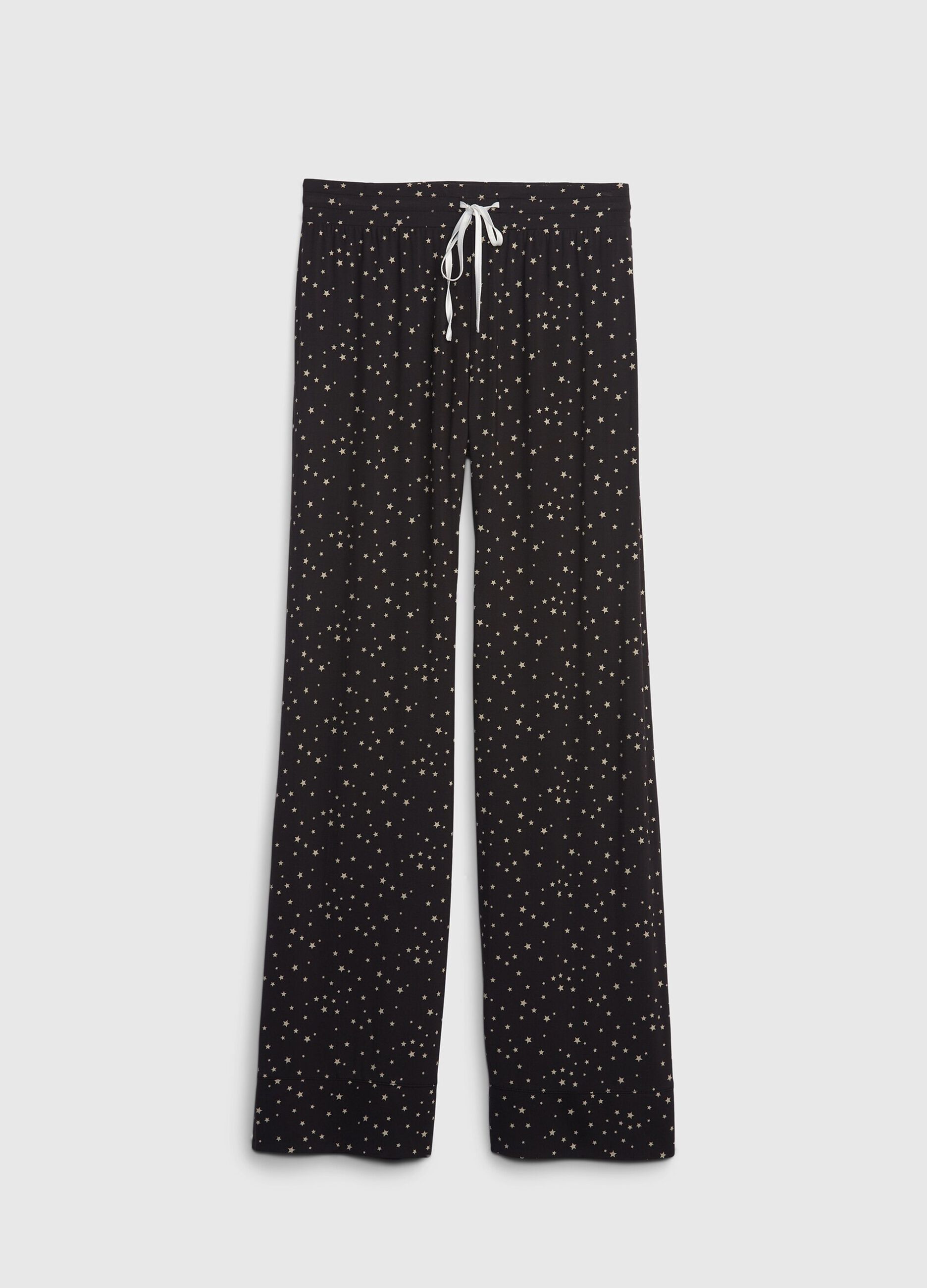 Full-length pyjama bottoms with drawstring and star print_3