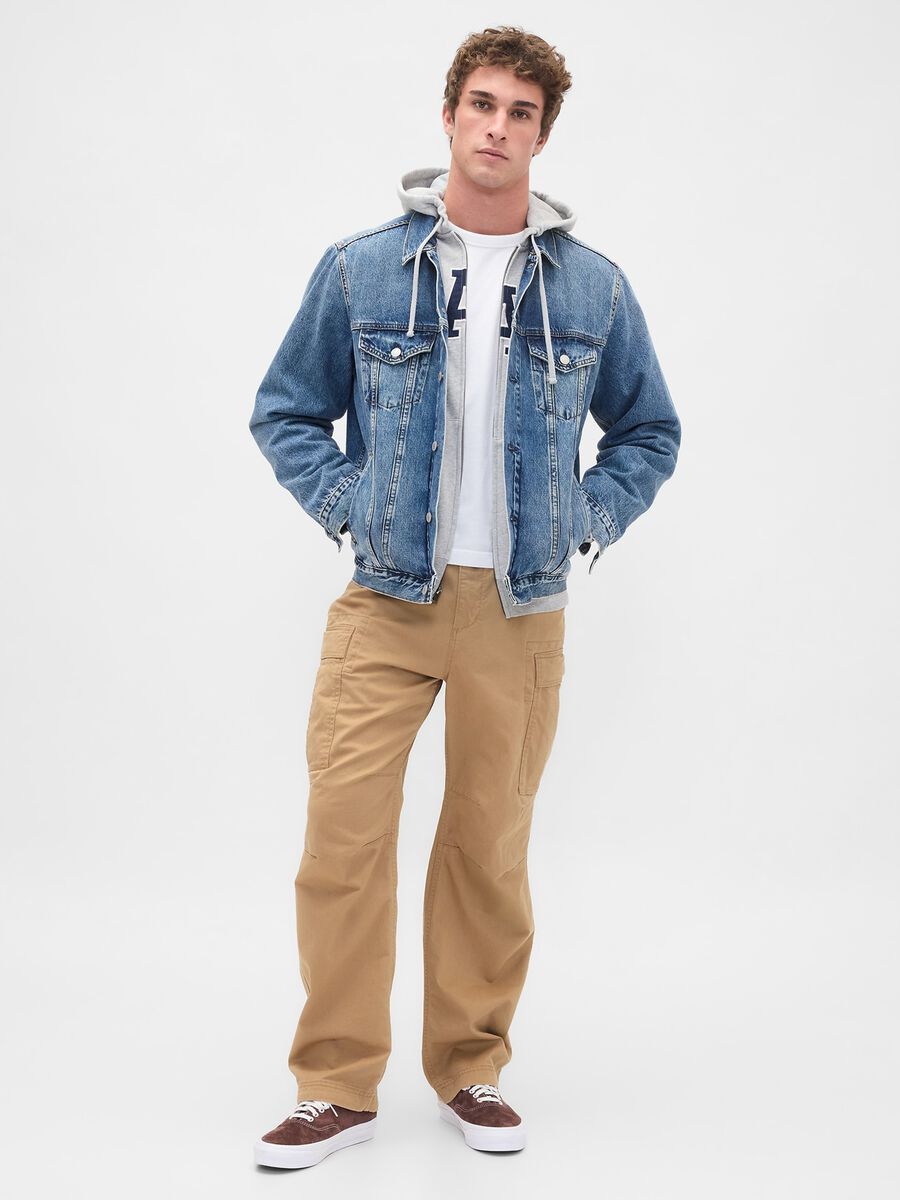 Beige Stretch Cargo Trousers Man_0