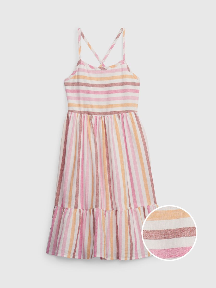 Cotton dress with crossover shoulder straps and flounce Girl_3