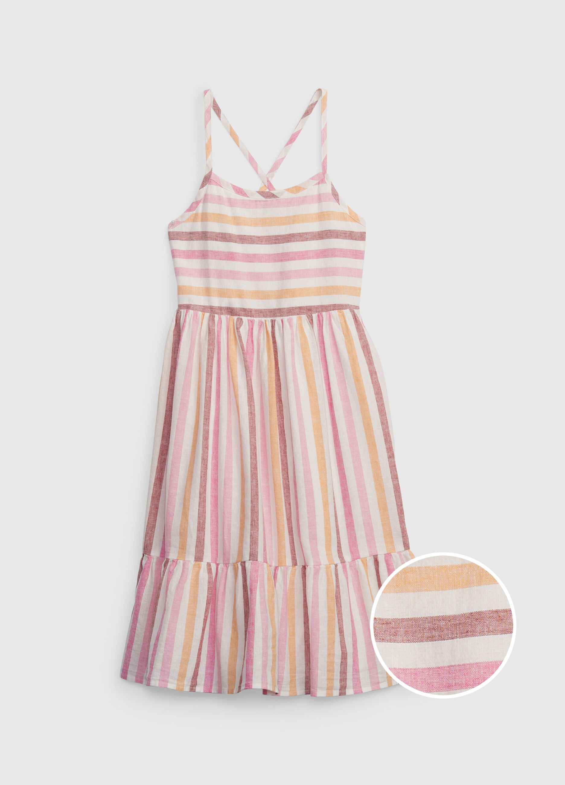 Cotton dress with crossover shoulder straps and flounce_3