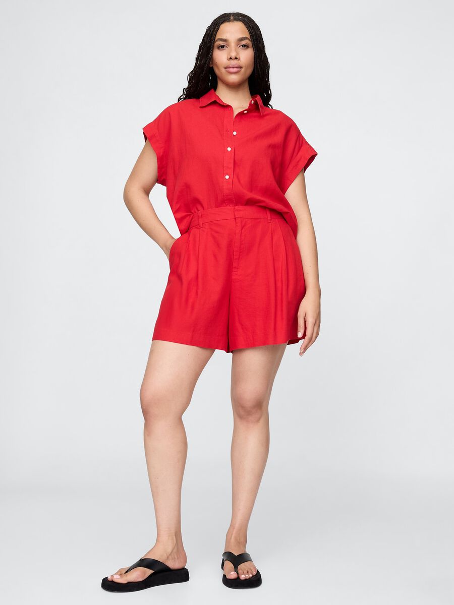 Red Gap Shorts in Linen and Viscose Woman_4
